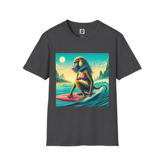 Baboon surfer T-Shirt Printify XS Dark Heather