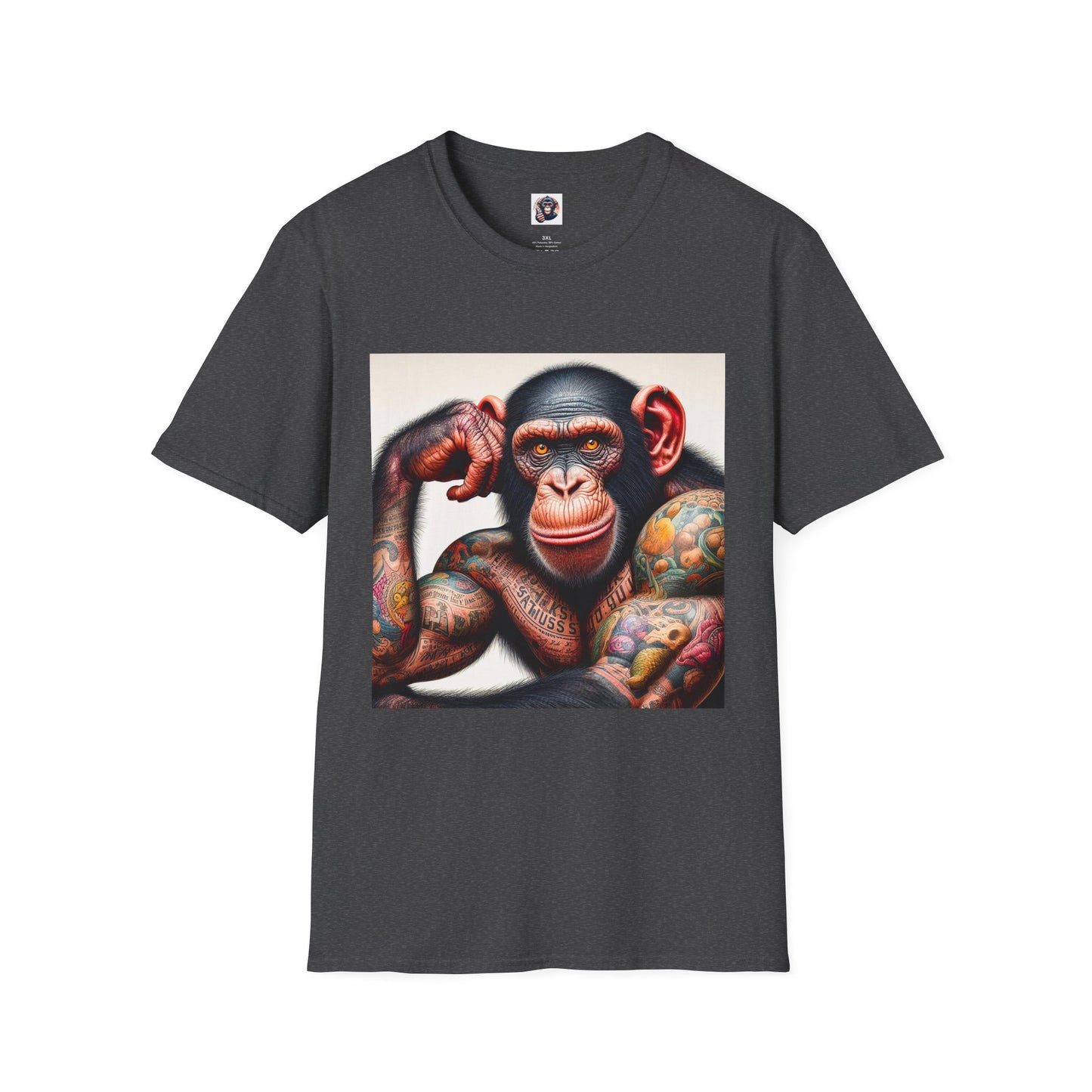 Bonobo muscles man T-Shirt Printify XS Dark Heather