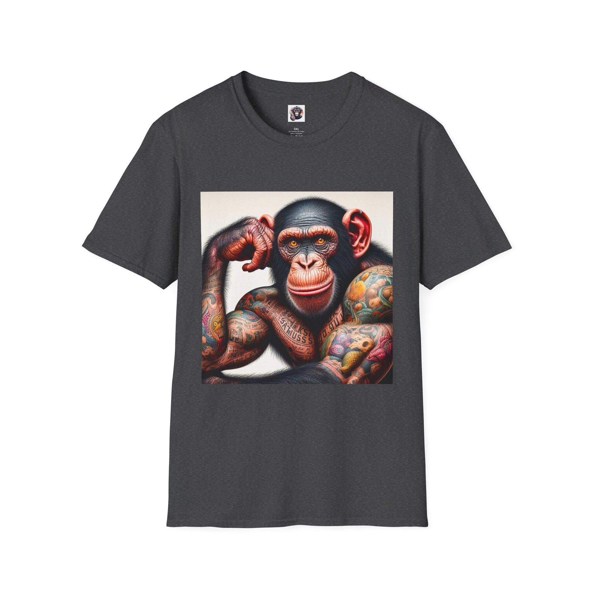 Bonobo muscles man T-Shirt Printify XS Dark Heather