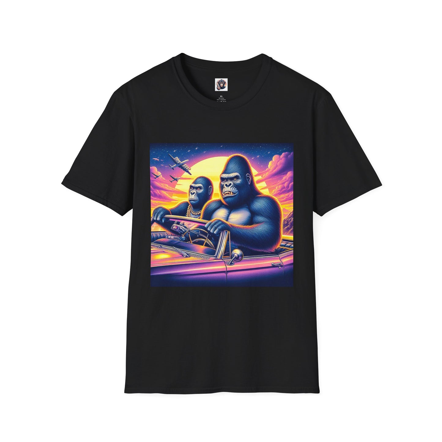 Wacky Gorilla pink car T-Shirt Printify XS Black