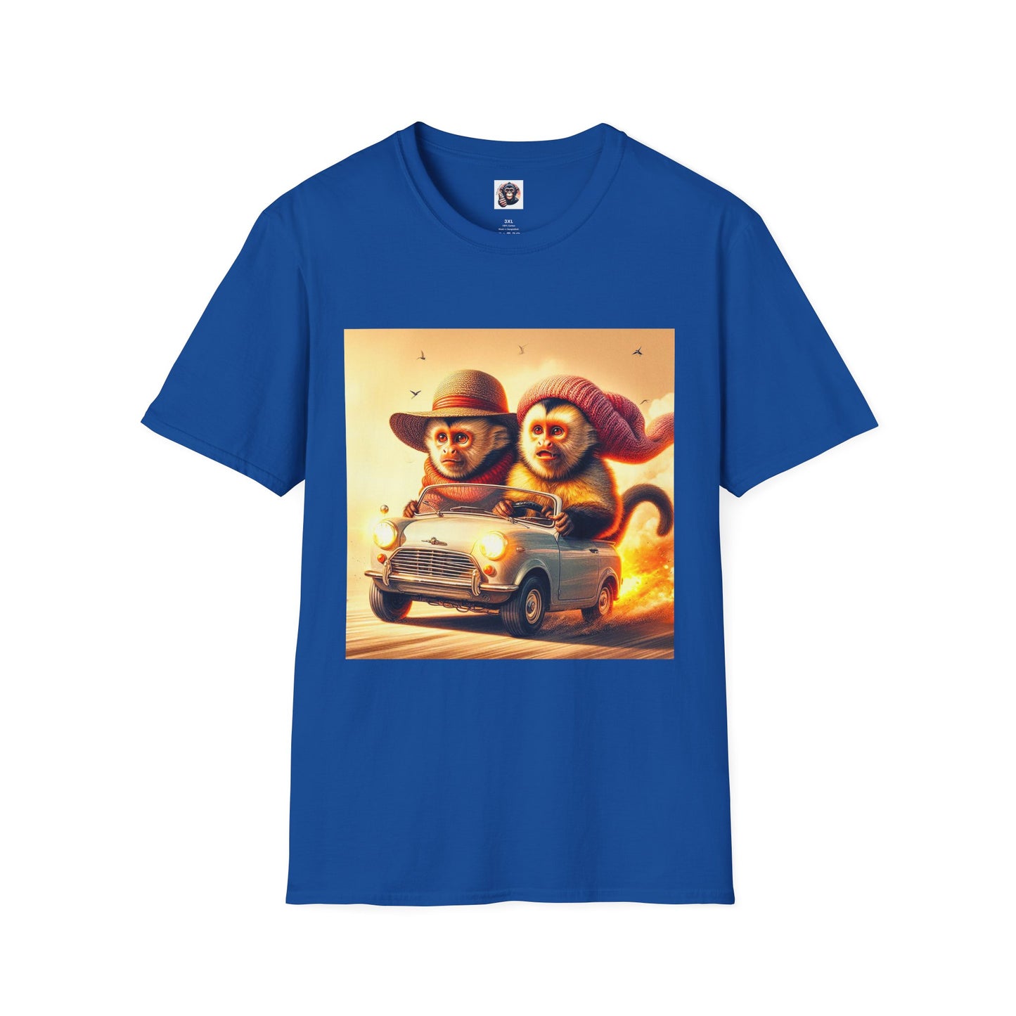 Wacky Capuchin Monkey dessert driving T-Shirt Printify XS Royal
