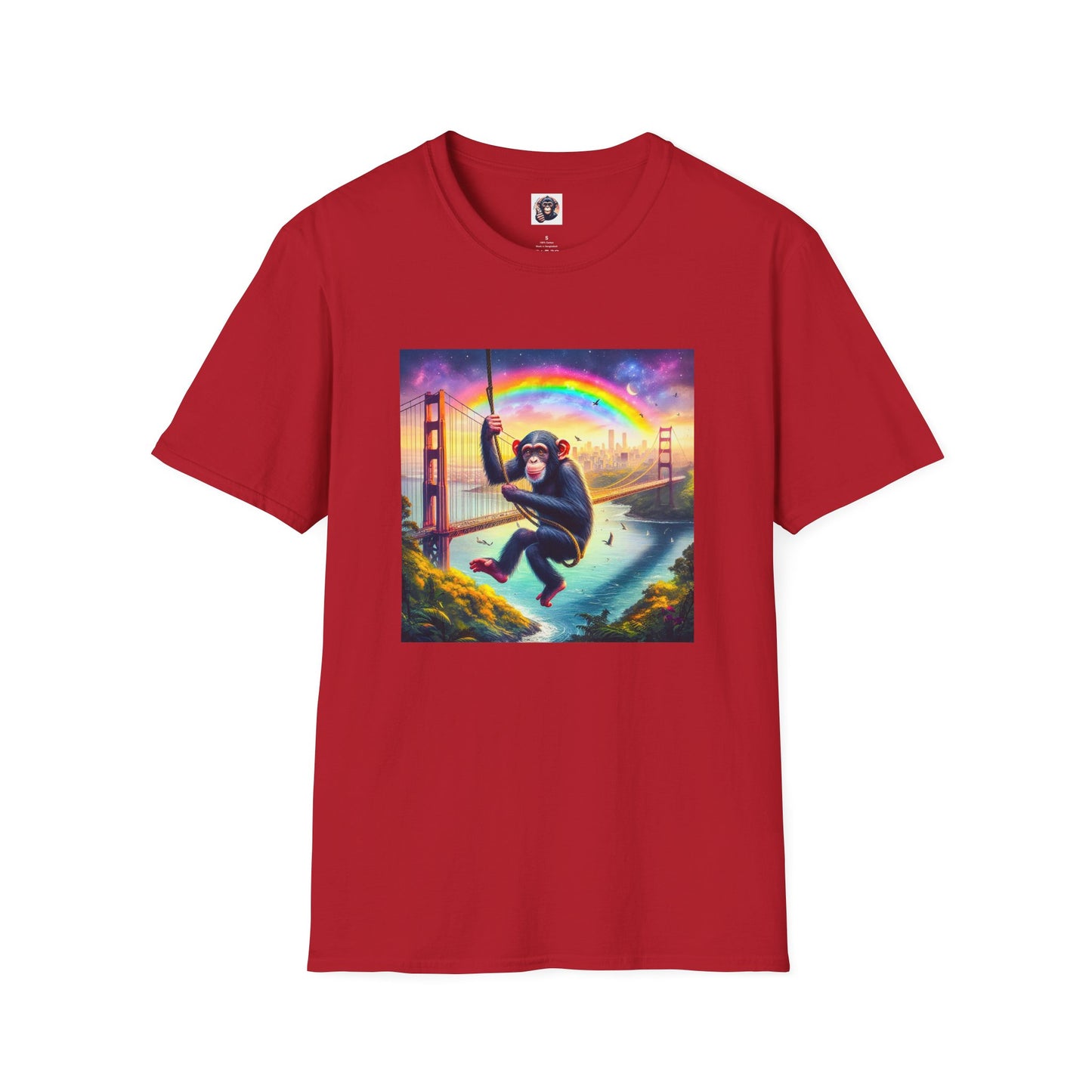 Chimp swinging high T-Shirt Printify S Cherry Red