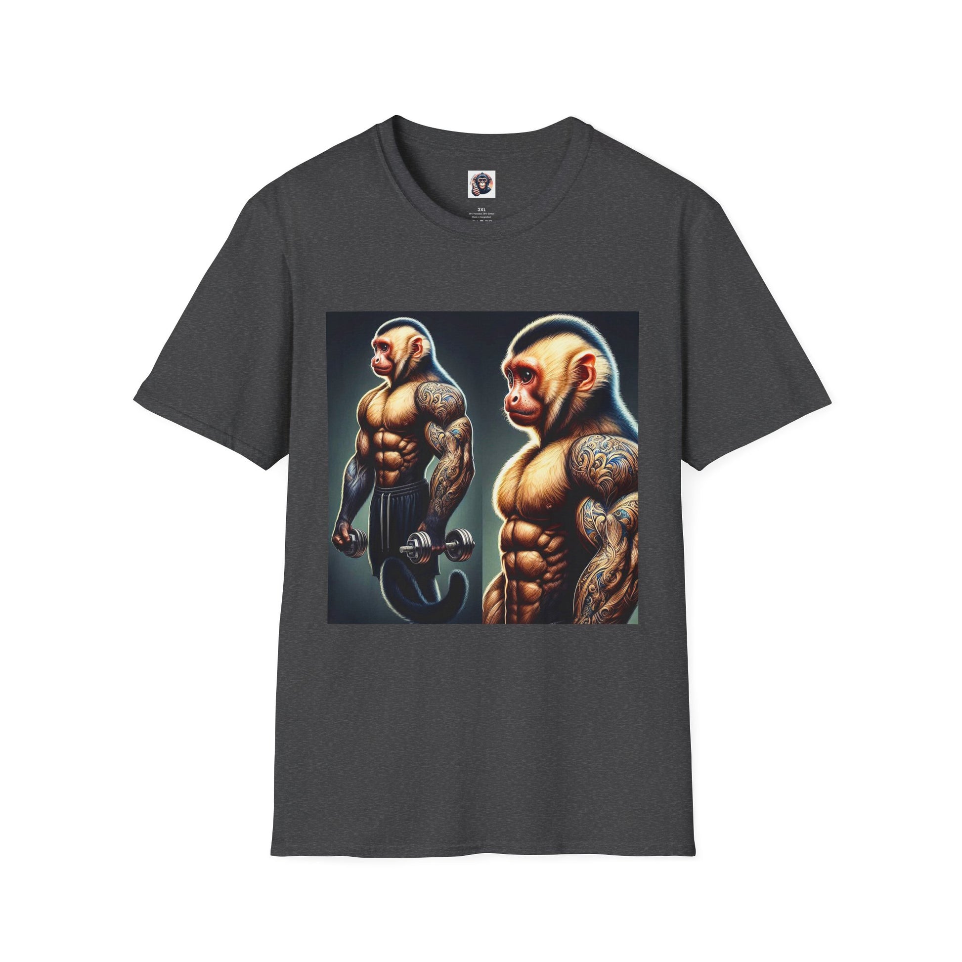 Capuchin Monkey personal trainer T-Shirt Printify XS Dark Heather