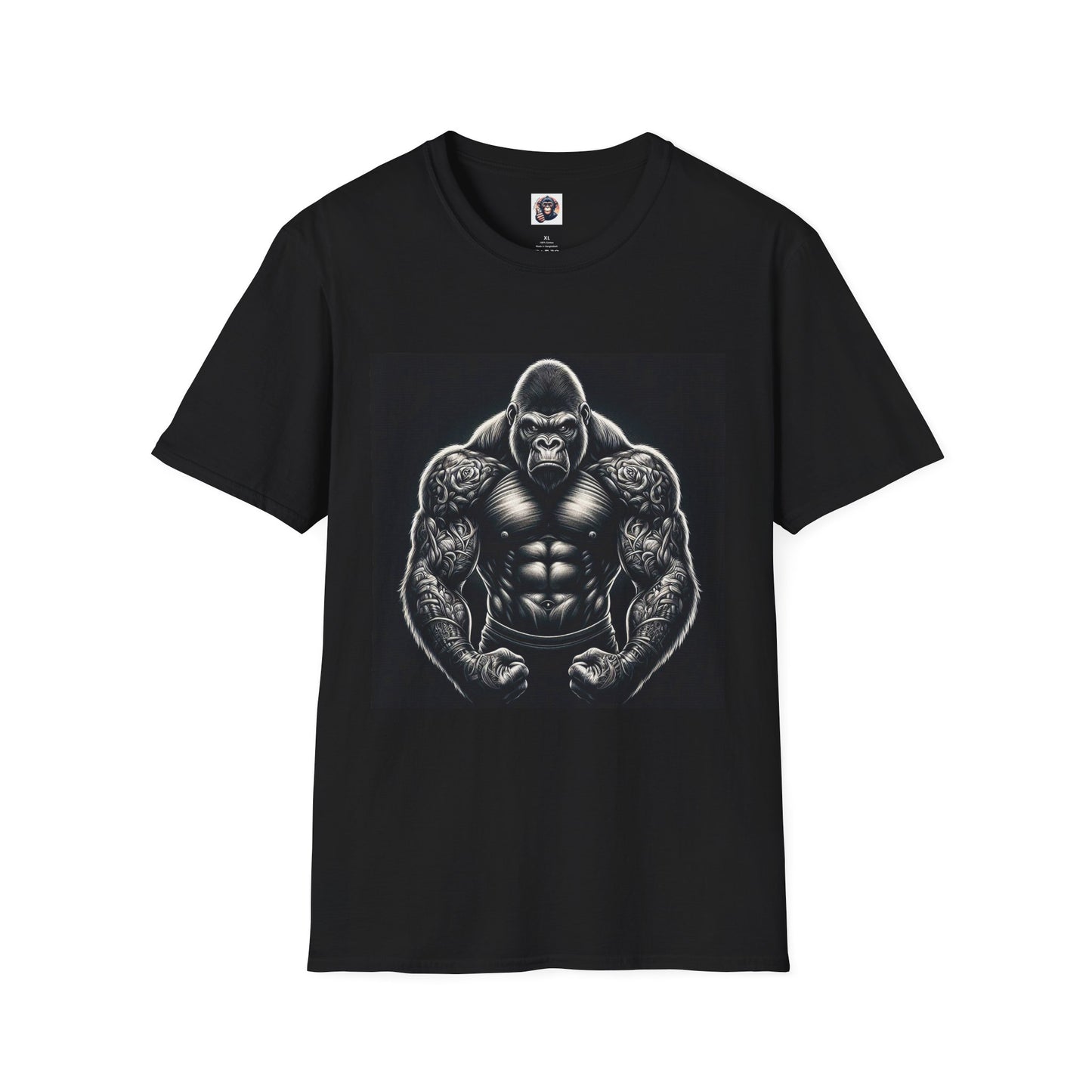 Gorilla muscles man T-Shirt Printify XS Black
