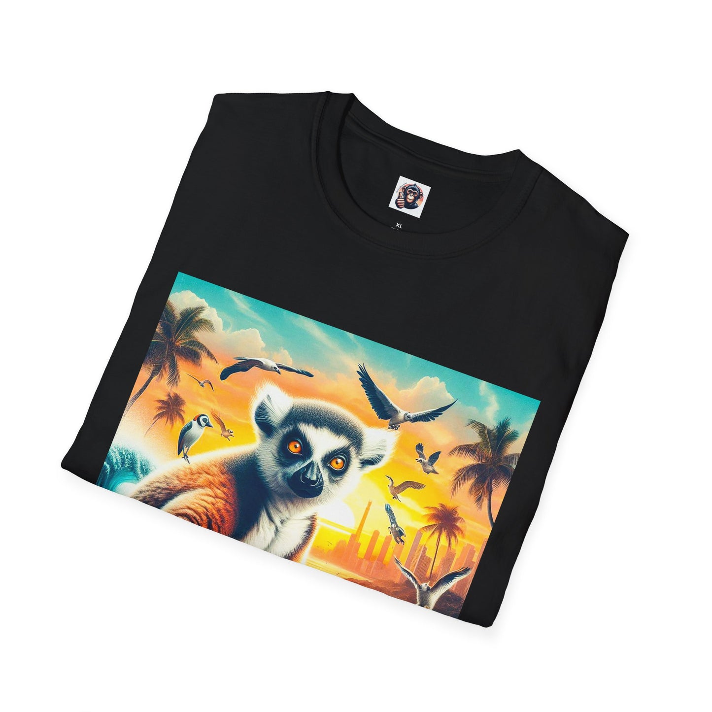 Lemurs surfing dude T-Shirt Printify