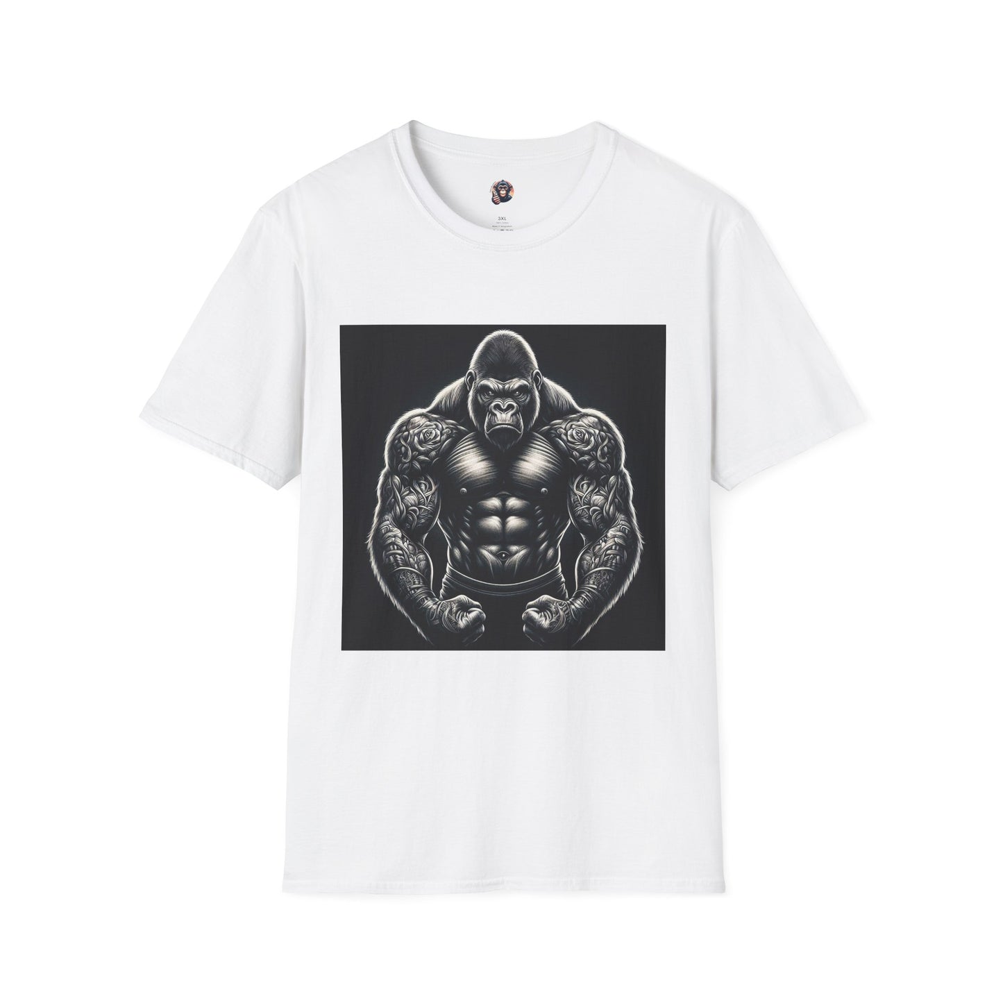 Gorilla muscles man T-Shirt Printify S White