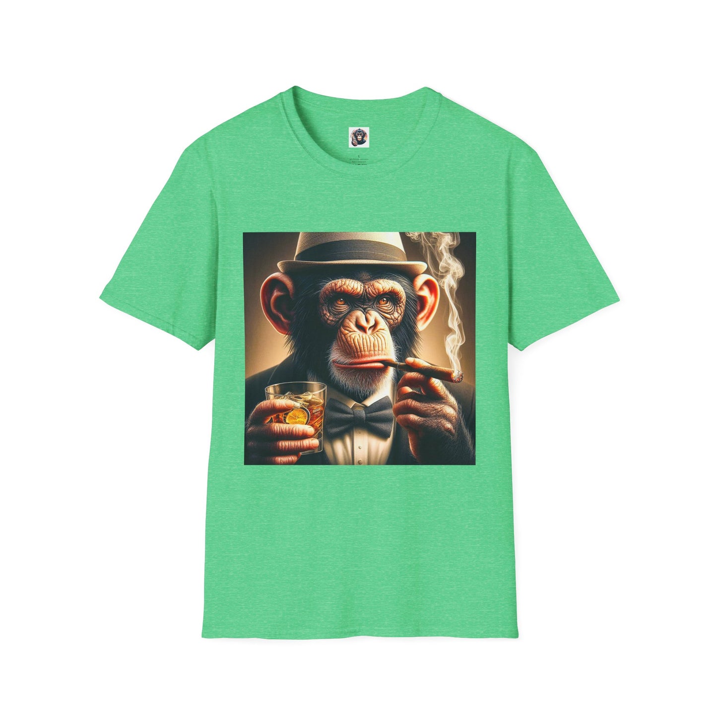 Chimp bar and smoking T-Shirt Printify S Heather Irish Green