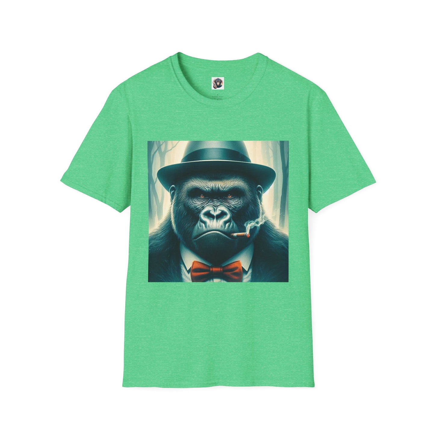 Gorilla cigar smoking T-Shirt Printify S Heather Irish Green