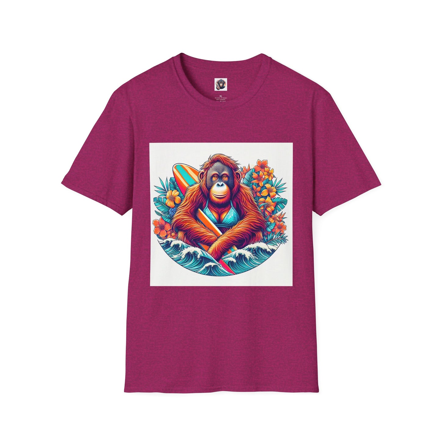 Orangutans surfing T-Shirt Printify S Antique Heliconia