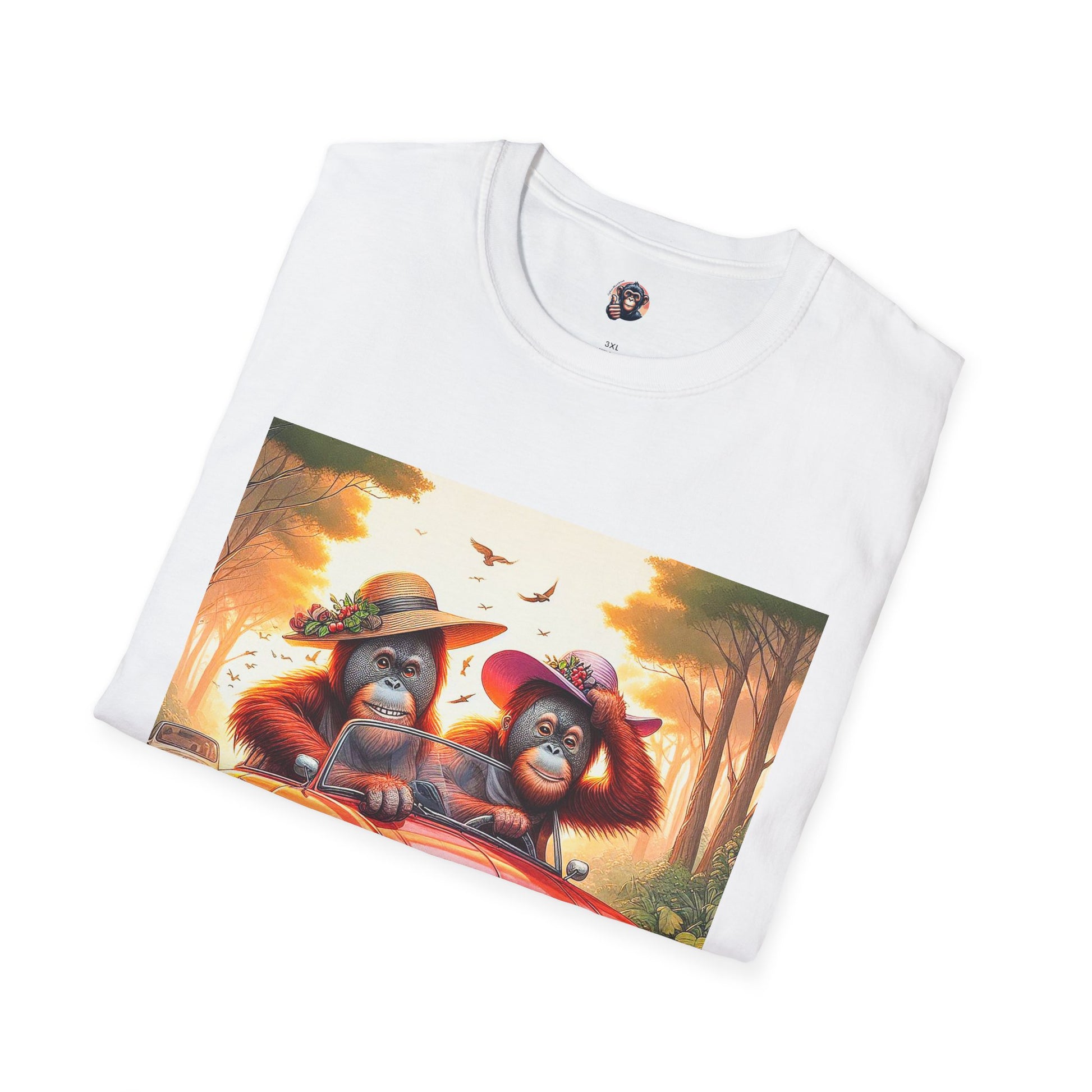 Wacky Orangutans red car T-Shirt Printify