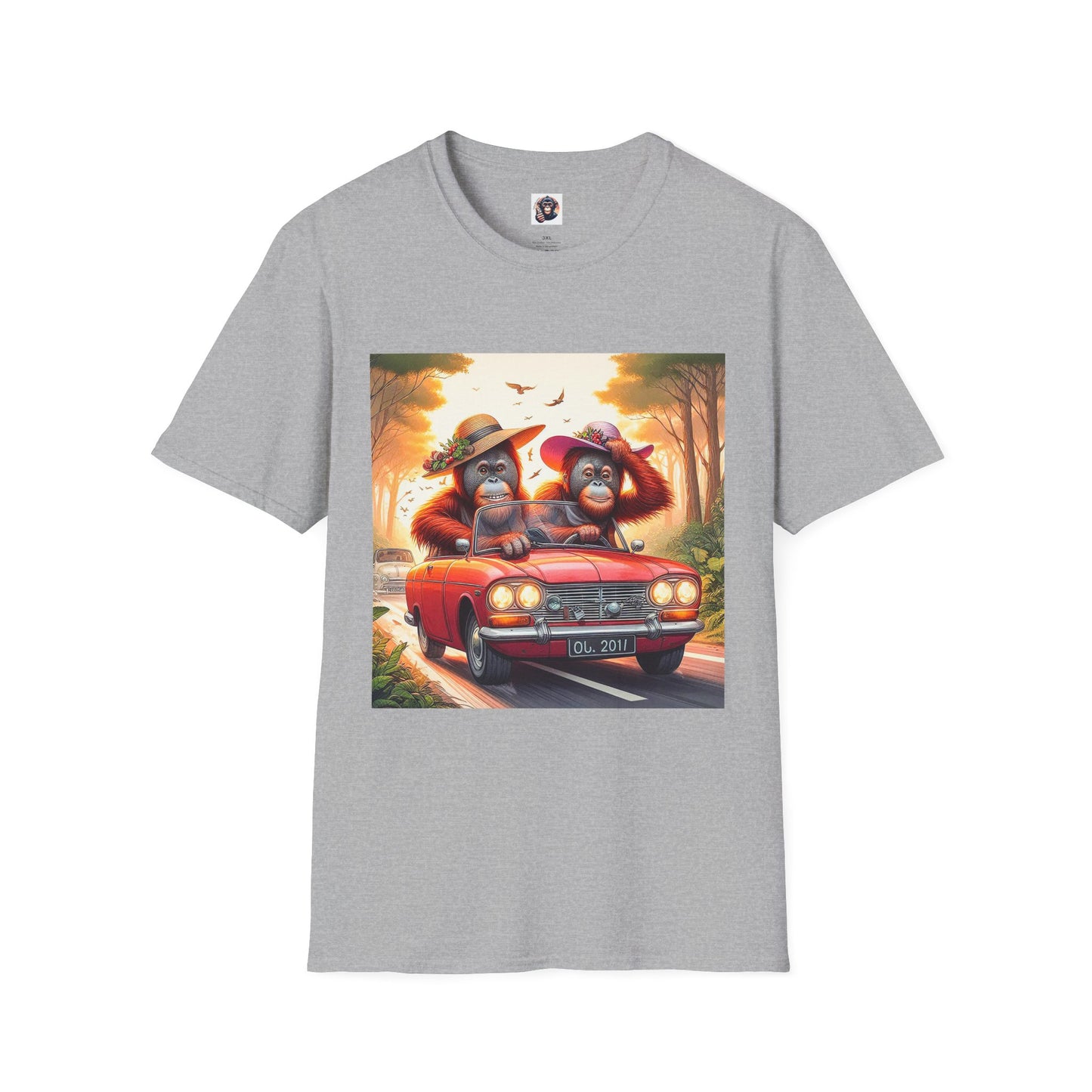 Wacky Orangutans red car T-Shirt Printify XS Sport Grey