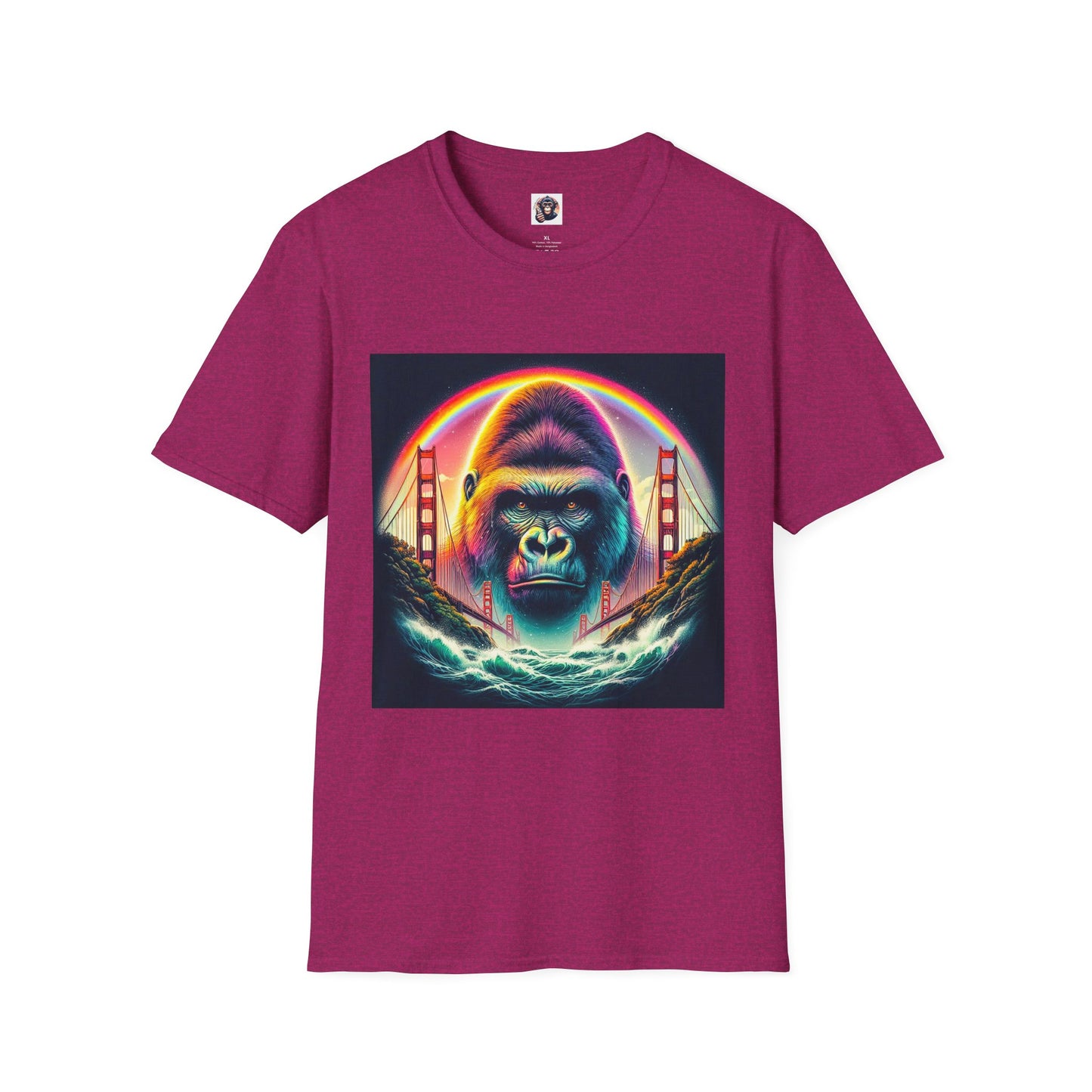 Gorilla rainbow ocean T-Shirt Printify S Antique Heliconia