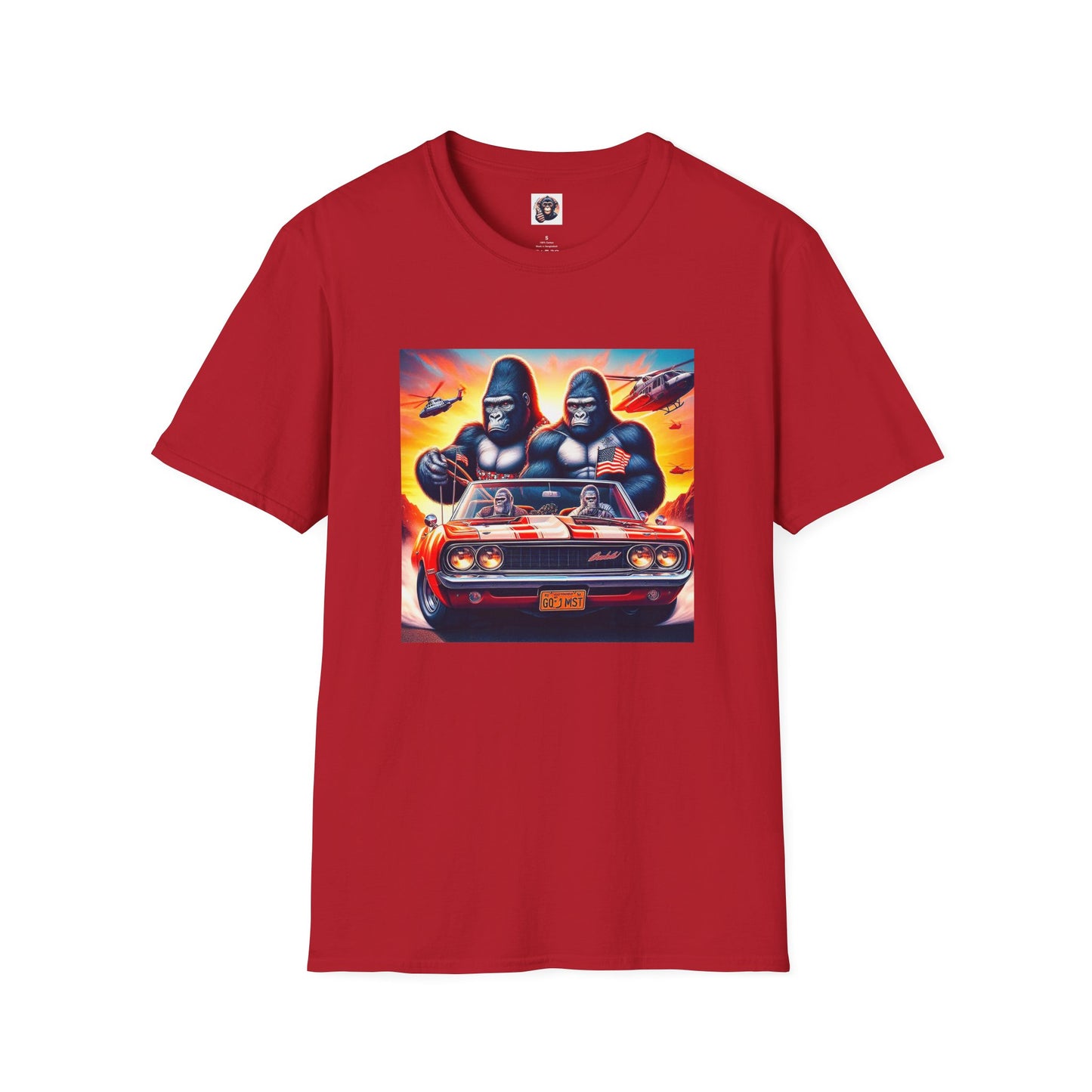 Gorilla red car T-Shirt Printify S Cherry Red