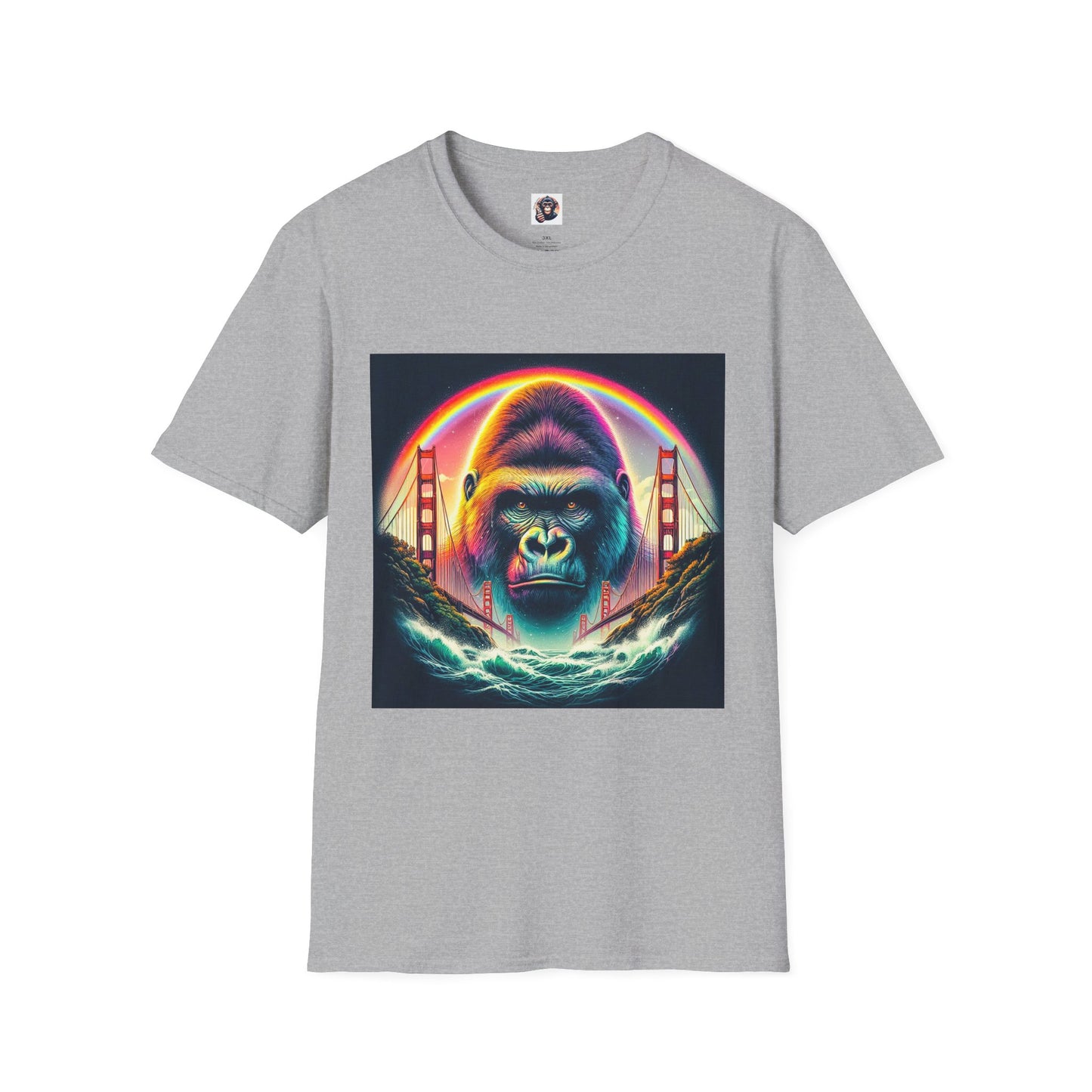 Gorilla rainbow ocean T-Shirt Printify XS Sport Grey