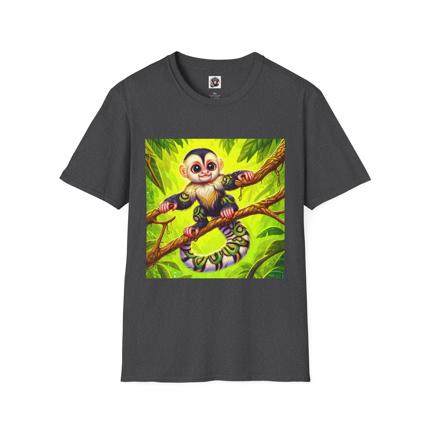 Capuchin Monkey jungle T-Shirt T-Shirt Printify XS Dark Heather