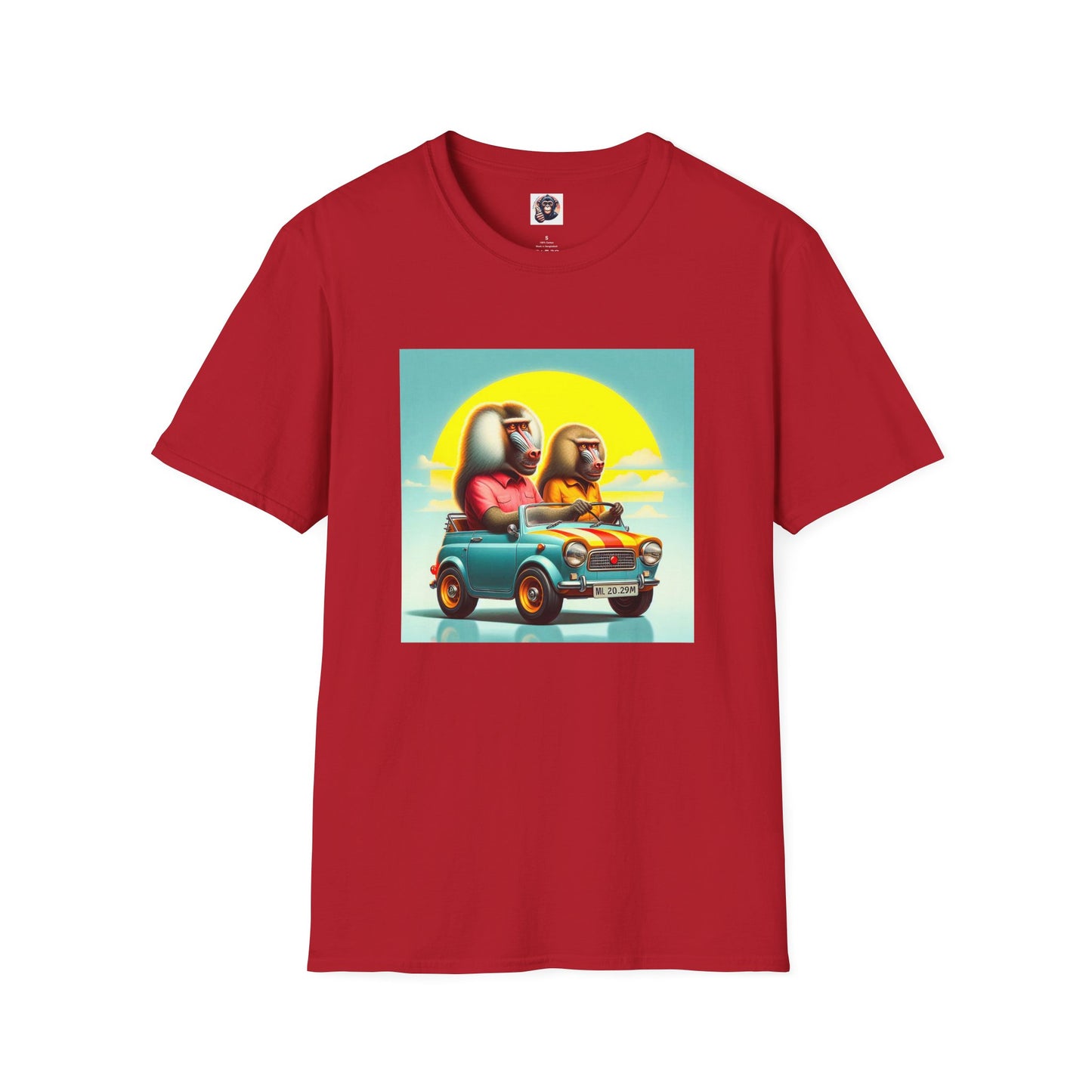 Wacky Baboon couple driving T-Shirt Printify S Cherry Red