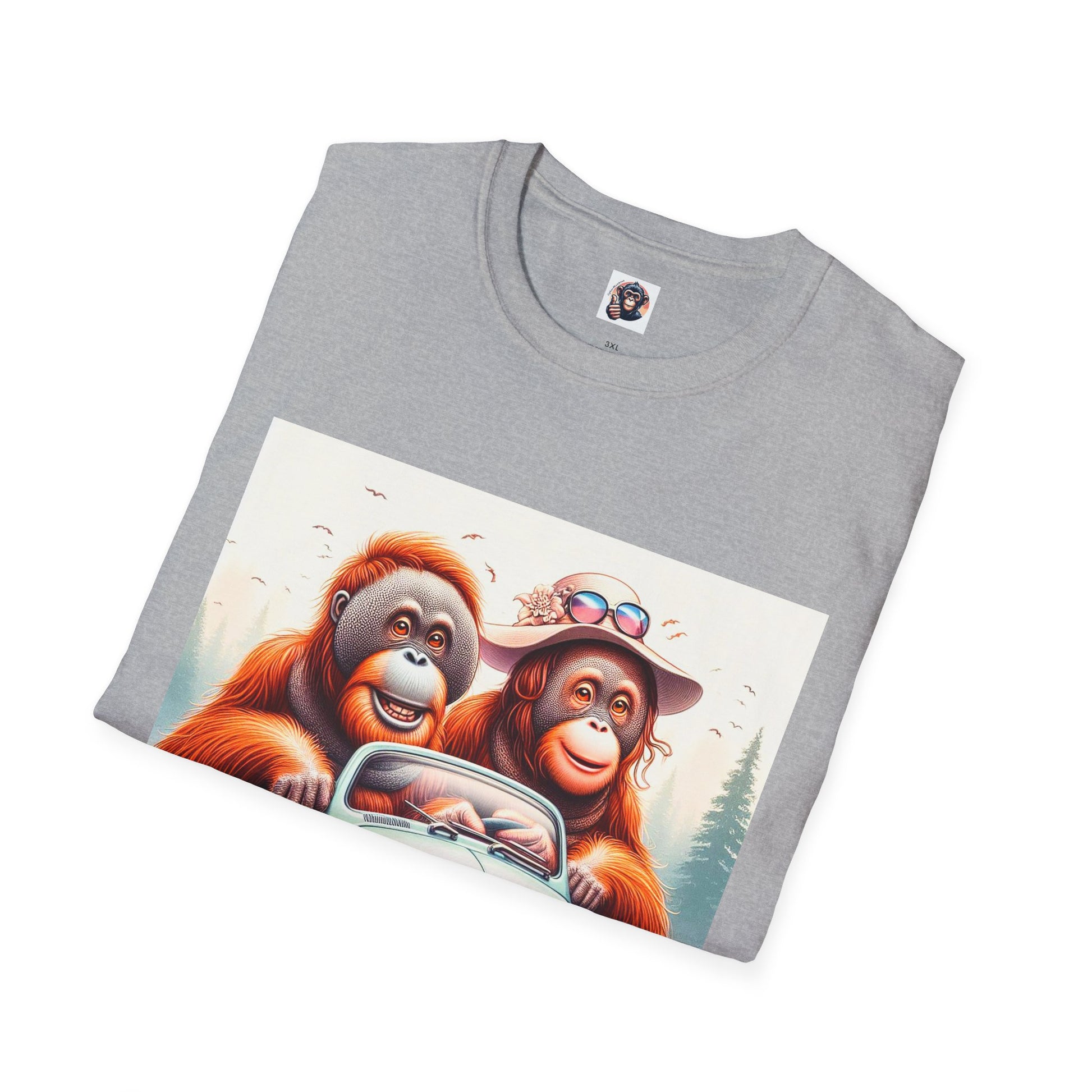 Orangutans blue car T-Shirt Printify