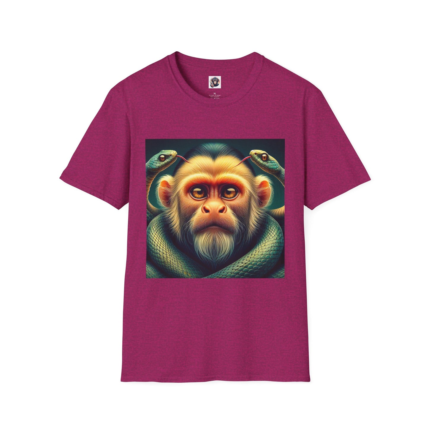 Capuchin Monkey scary snakes shirt T-Shirt Printify S Antique Heliconia