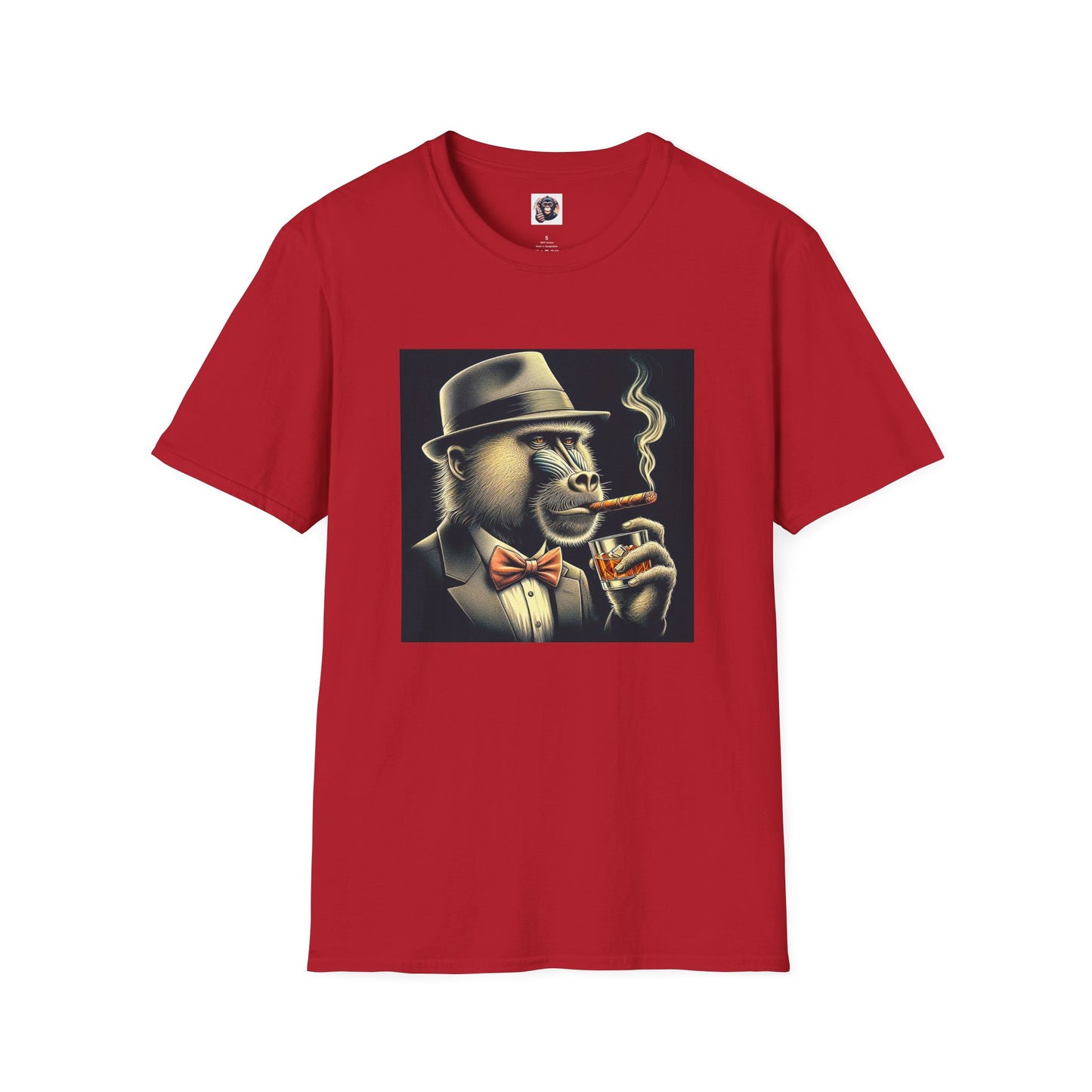 Baboon cigar smoking T-Shirt Printify S Cherry Red