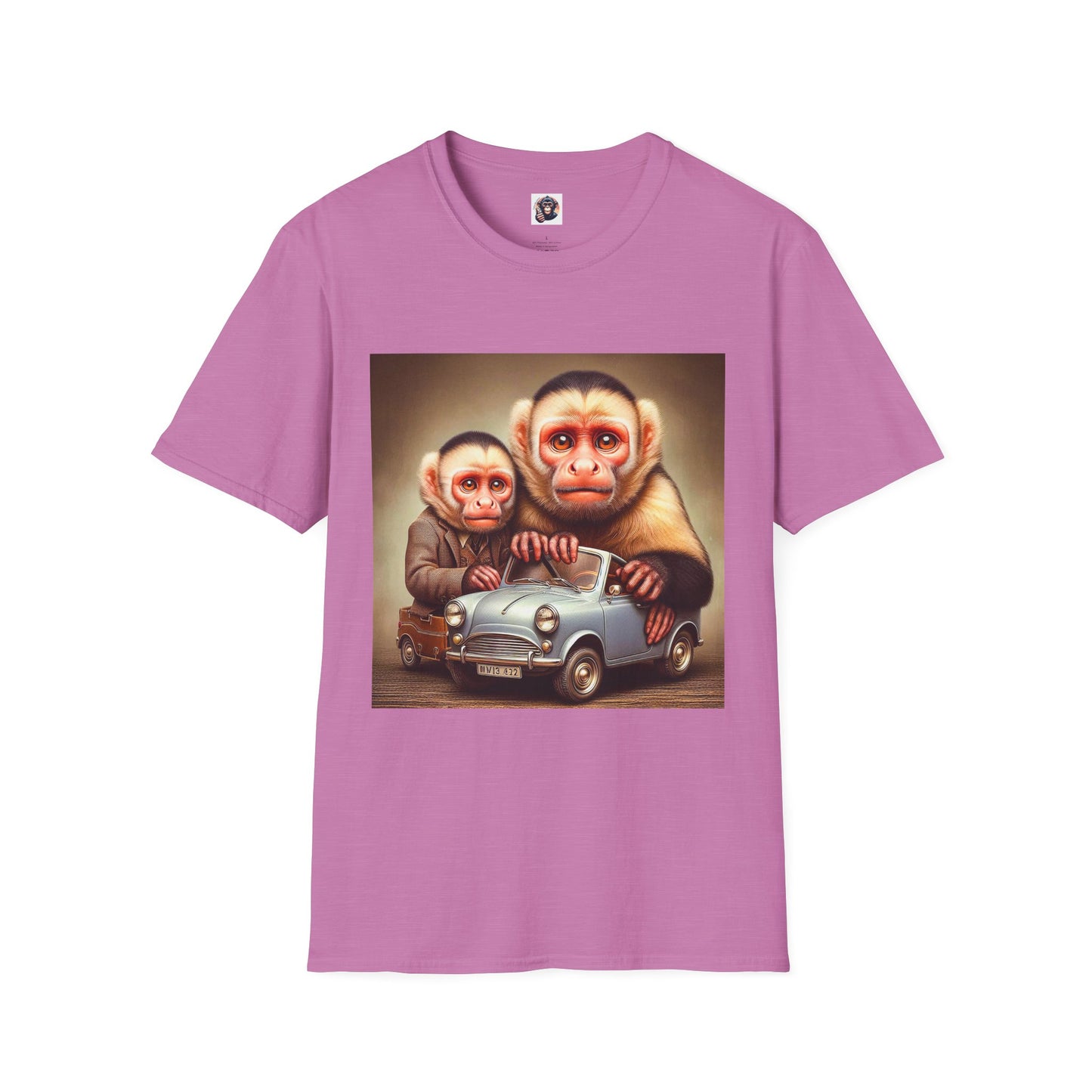 Capuchin friends driving Tee Shirt T-Shirt Printify S Heather Radiant Orchid