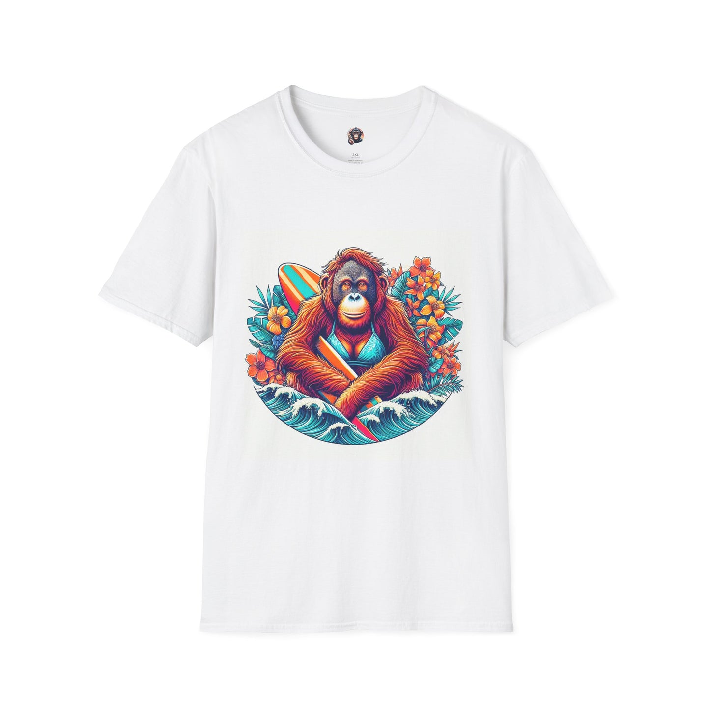 Orangutans surfing T-Shirt Printify S White