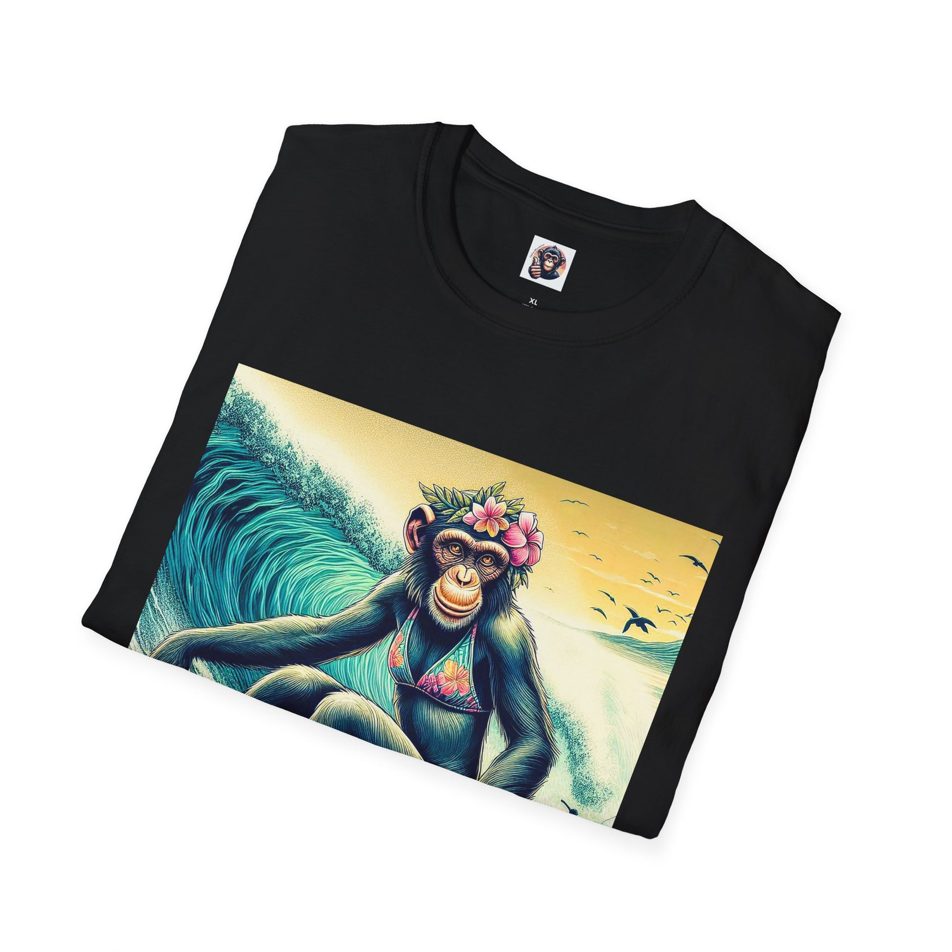Chimp surfer girl T-Shirt Printify