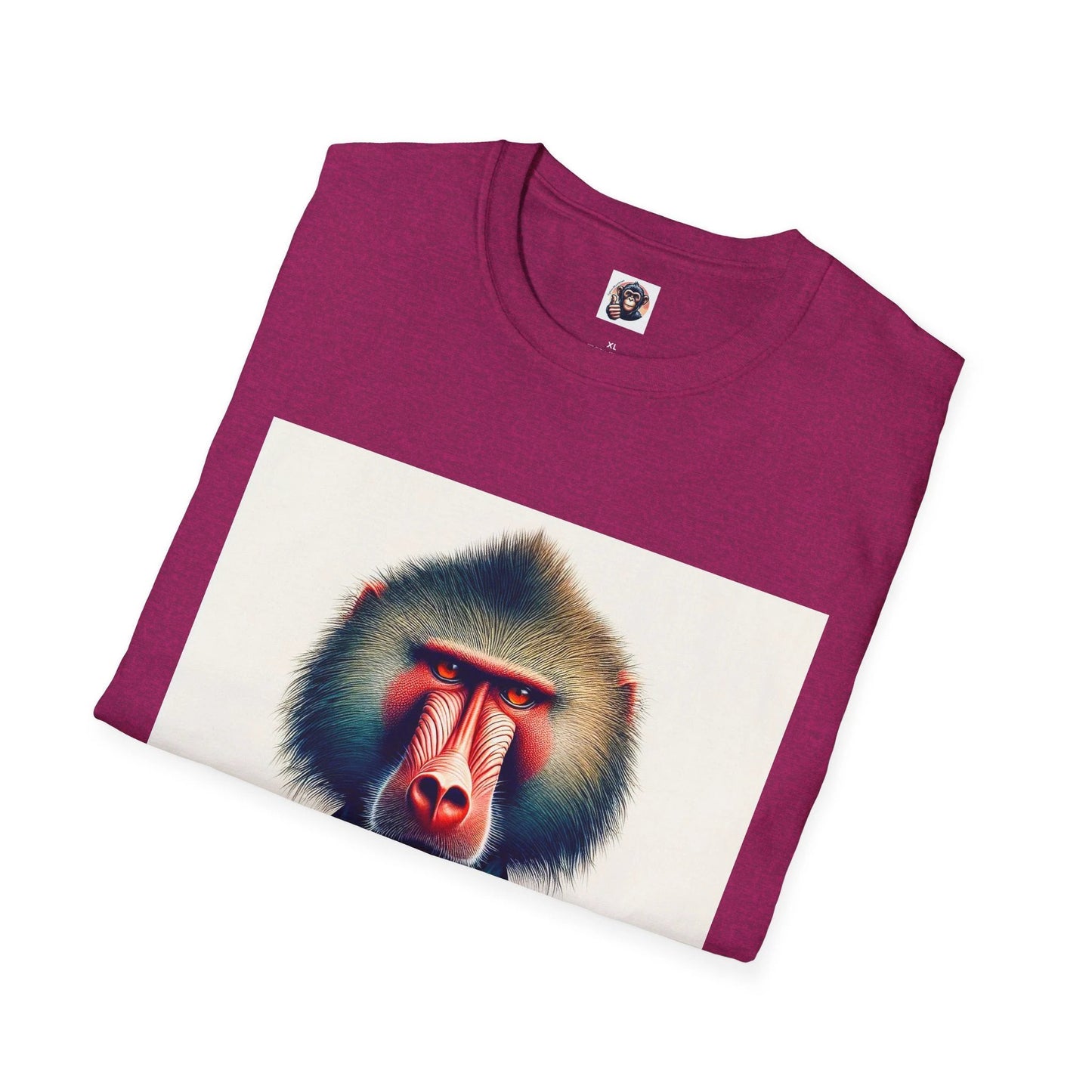 Baboon Businessman T Shirt Bold Wildlife Portrait In Cotton Crew Neck Tee Mens Tee by Printify