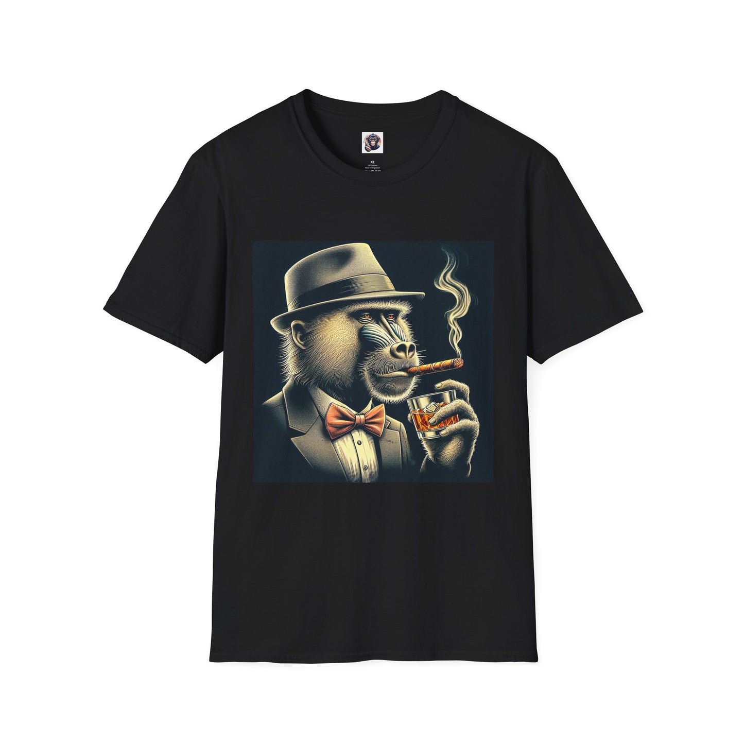 Baboon cigar smoking T-Shirt Printify XS Black