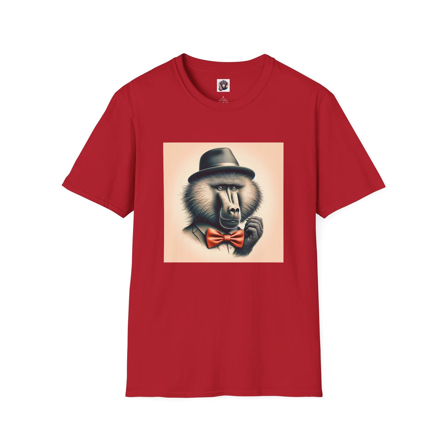 Baboon hat and bow T-Shirt Printify S Cherry Red