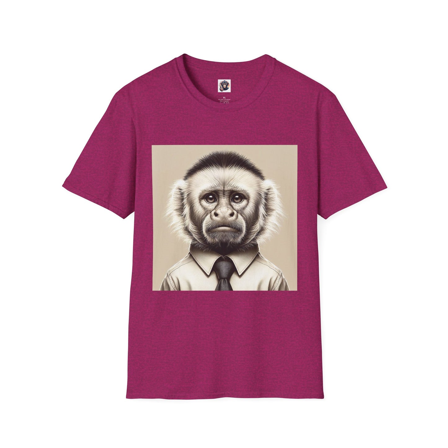 Capuchin Monkey business man T-Shirt Printify S Antique Heliconia