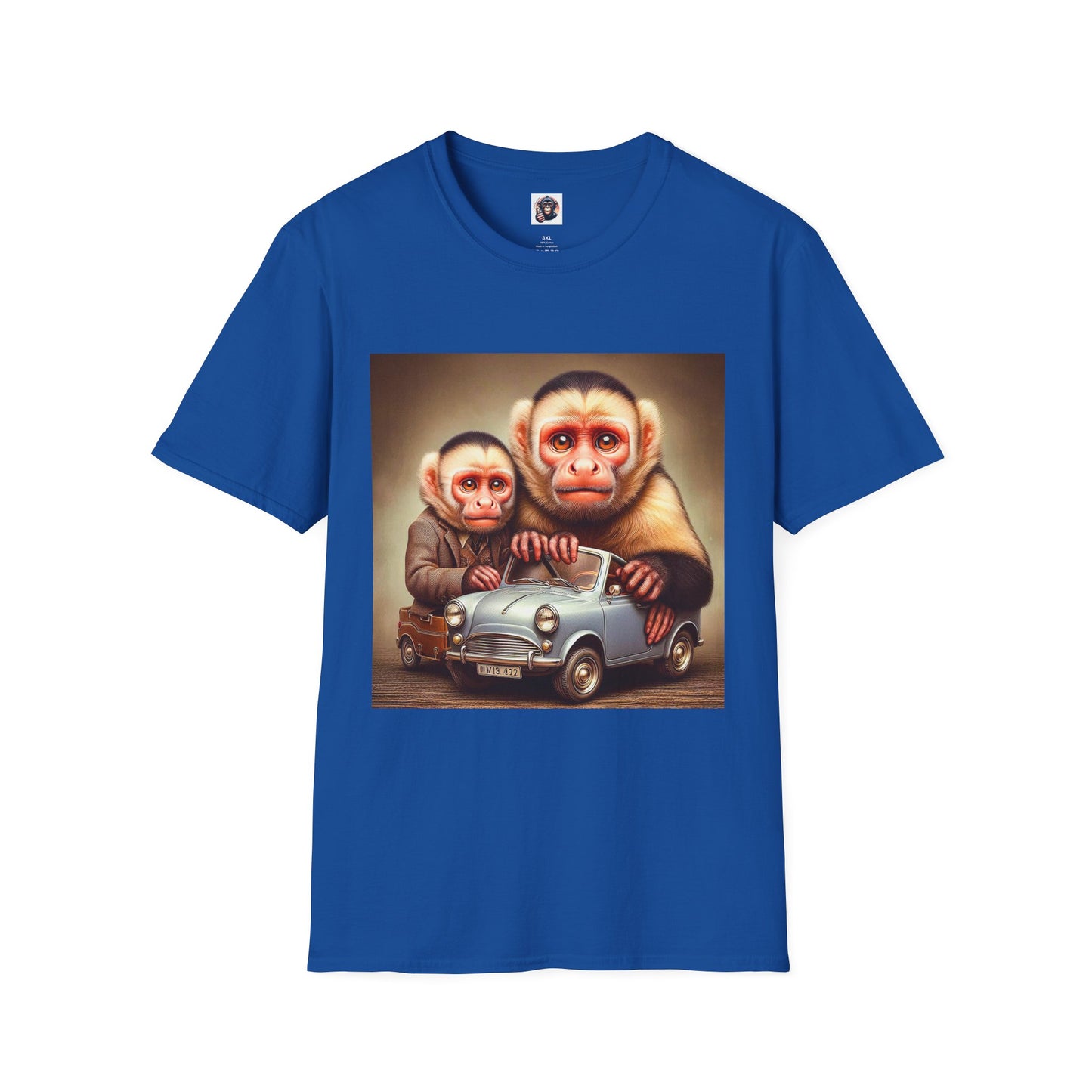 Capuchin friends driving Tee Shirt T-Shirt Printify XS Royal