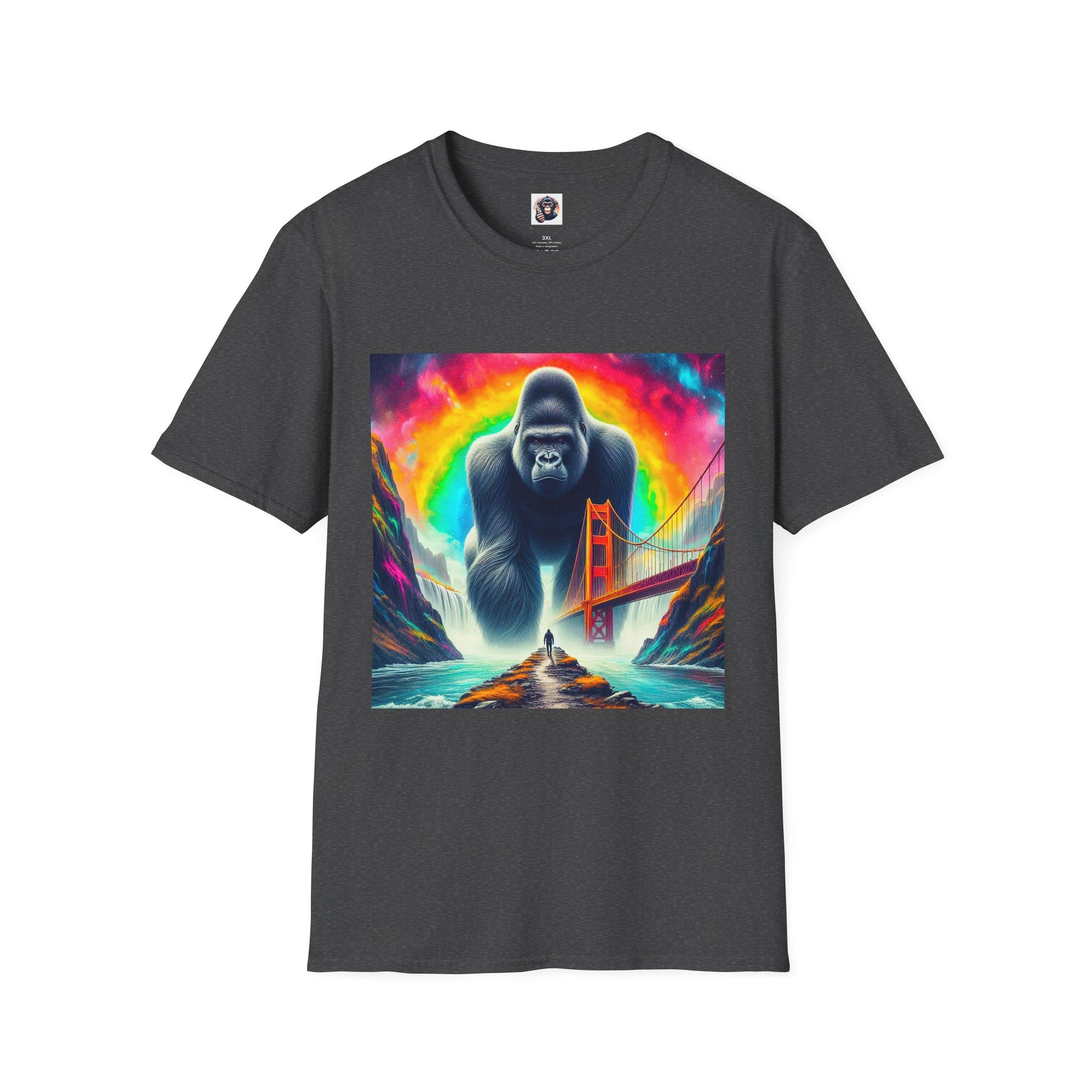 Gorilla attacking city shirt T-Shirt Printify XS Dark Heather