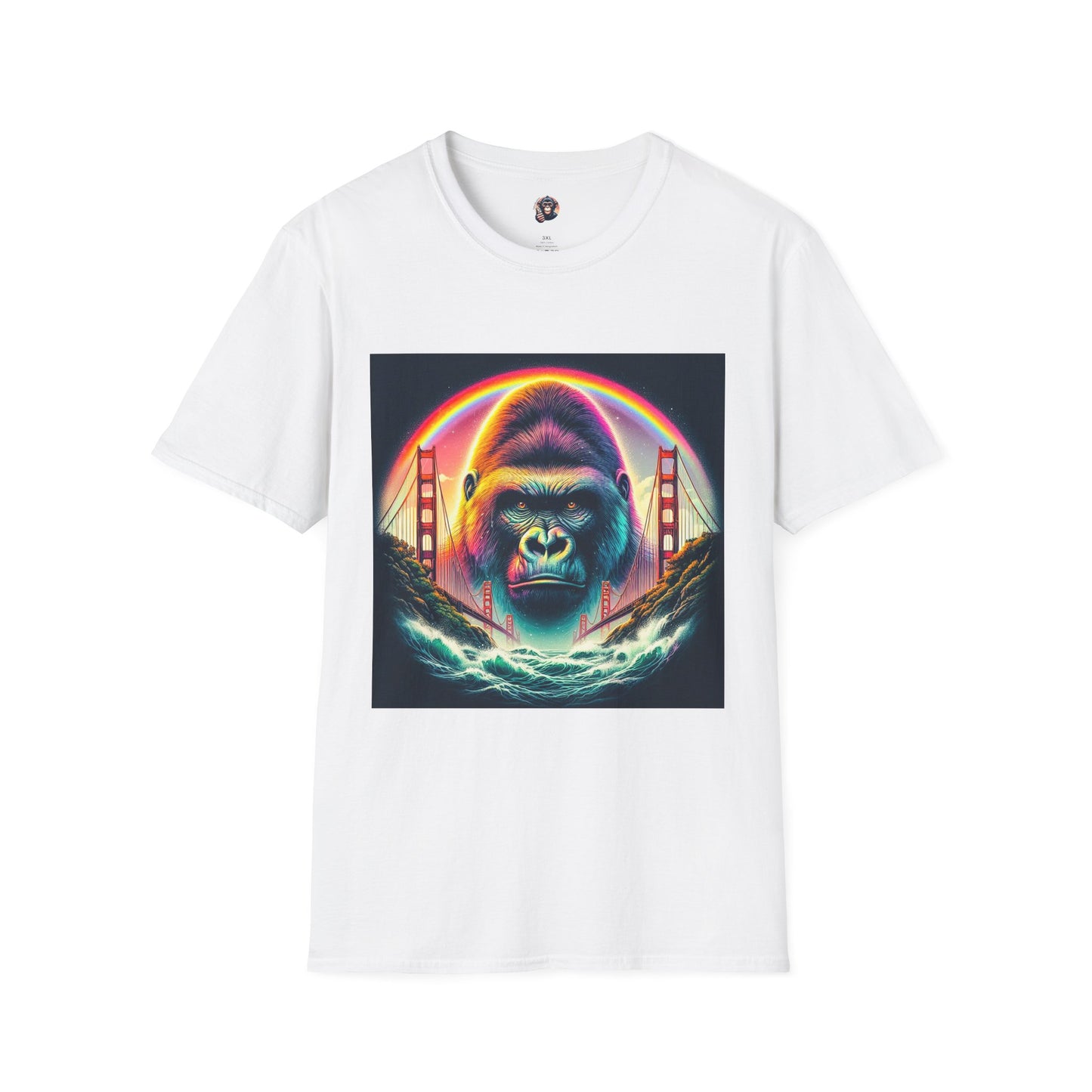 Gorilla rainbow ocean T-Shirt Printify S White