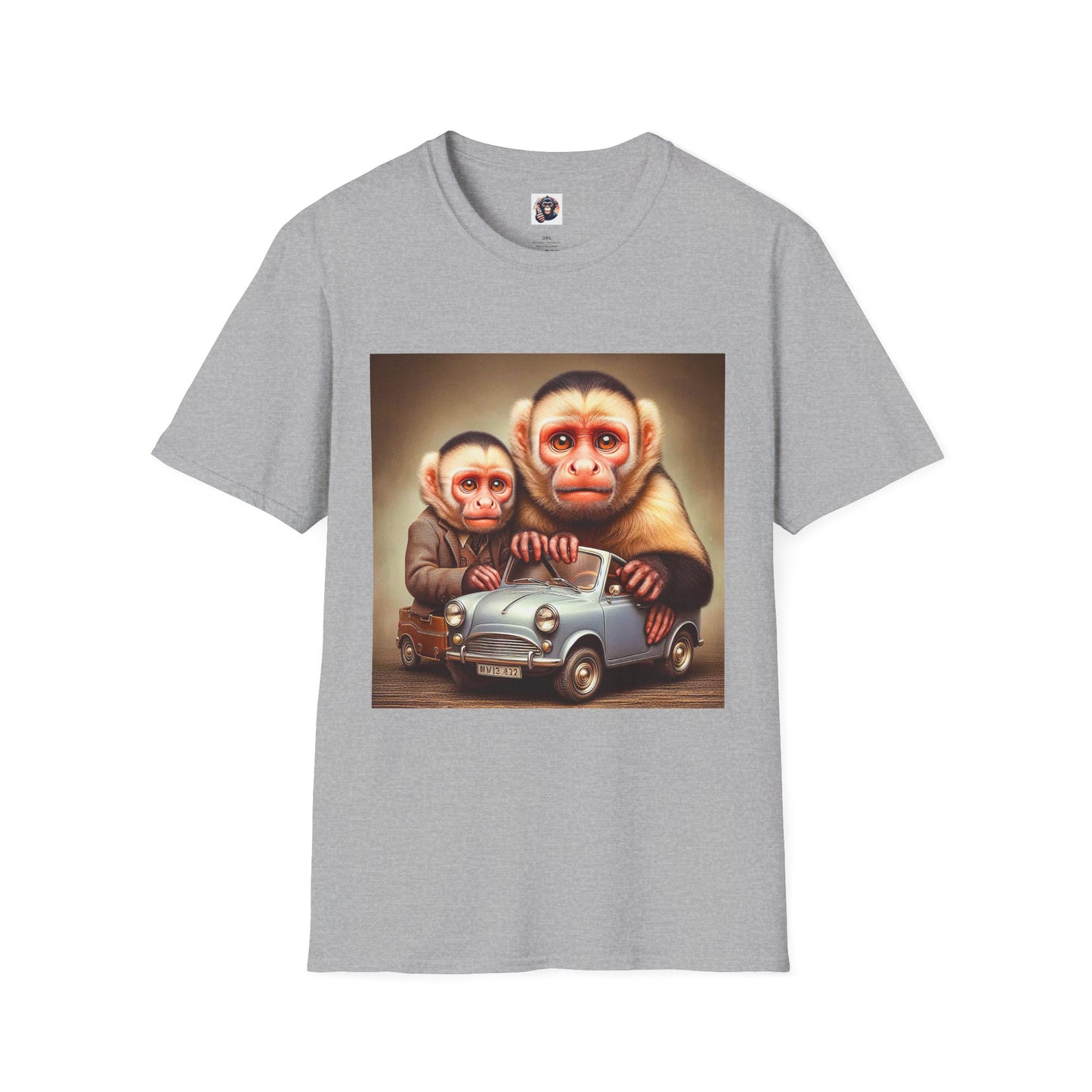 Capuchin friends driving Tee Shirt T-Shirt Printify XS Sport Grey