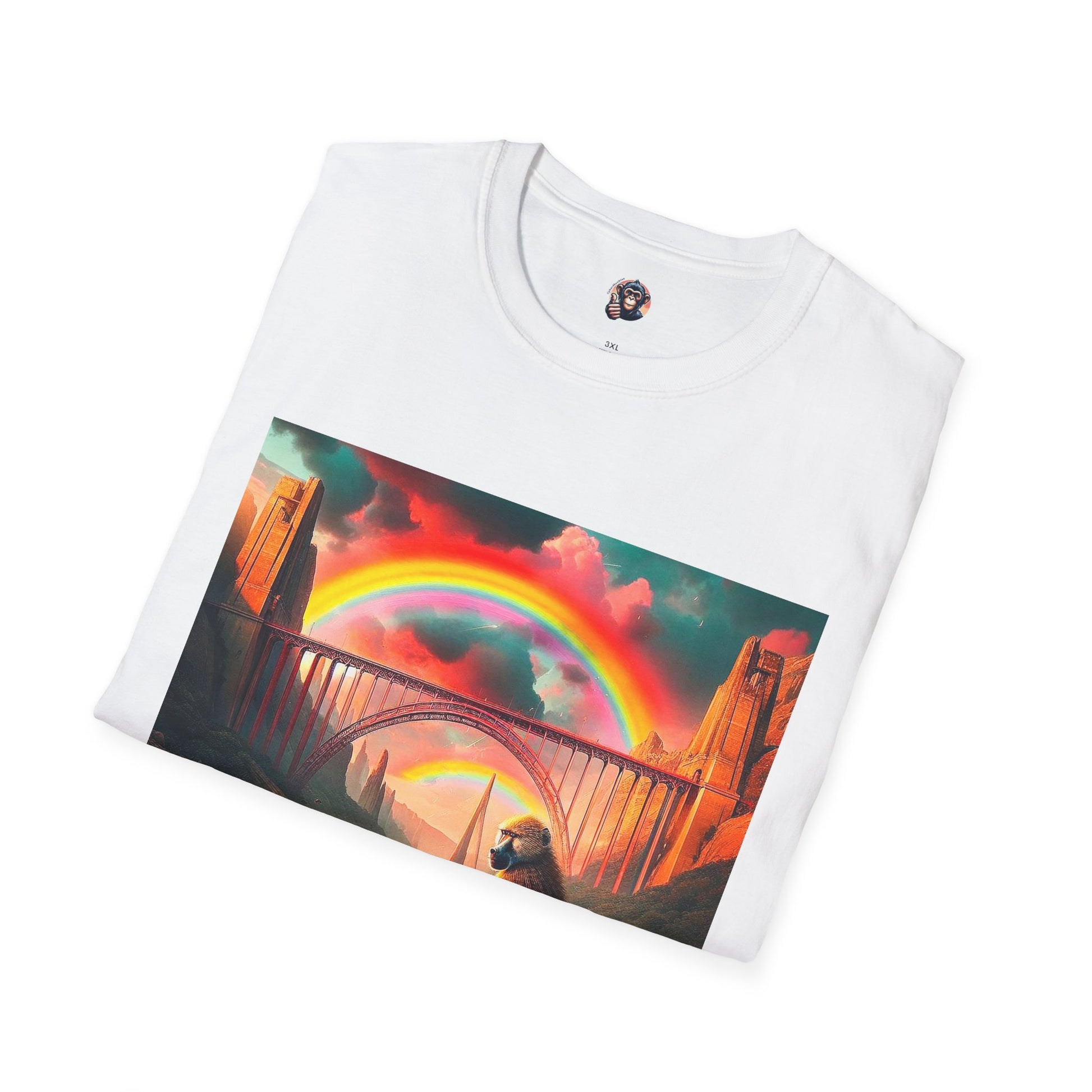 Baboon rainbow bridge T-Shirt Printify