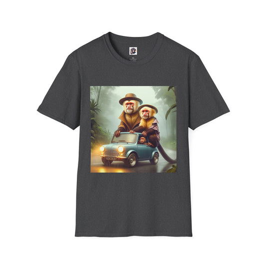Capuchin Monkey couple driving shirt T-Shirt Printify XS Dark Heather