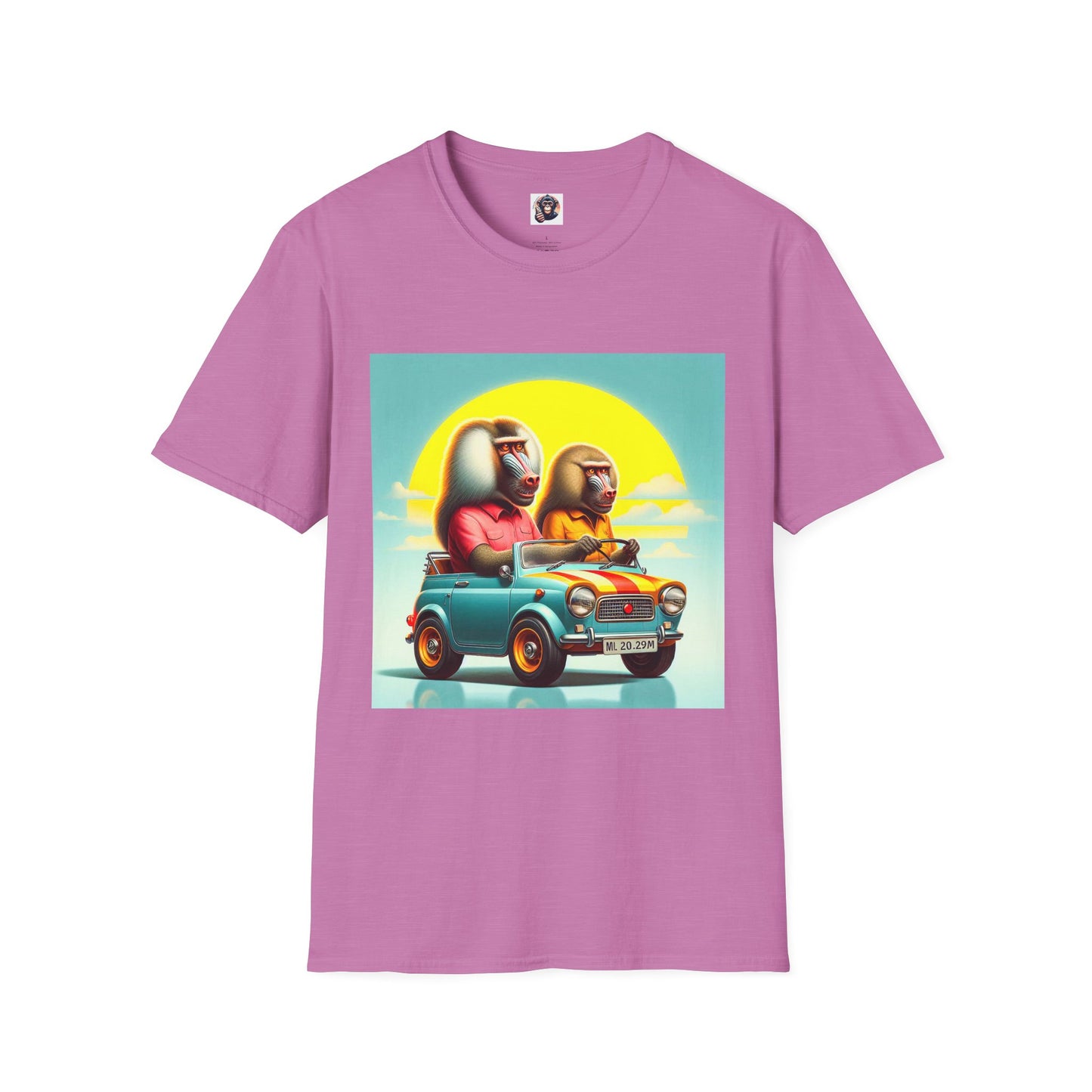 Wacky Baboon couple driving T-Shirt Printify S Heather Radiant Orchid