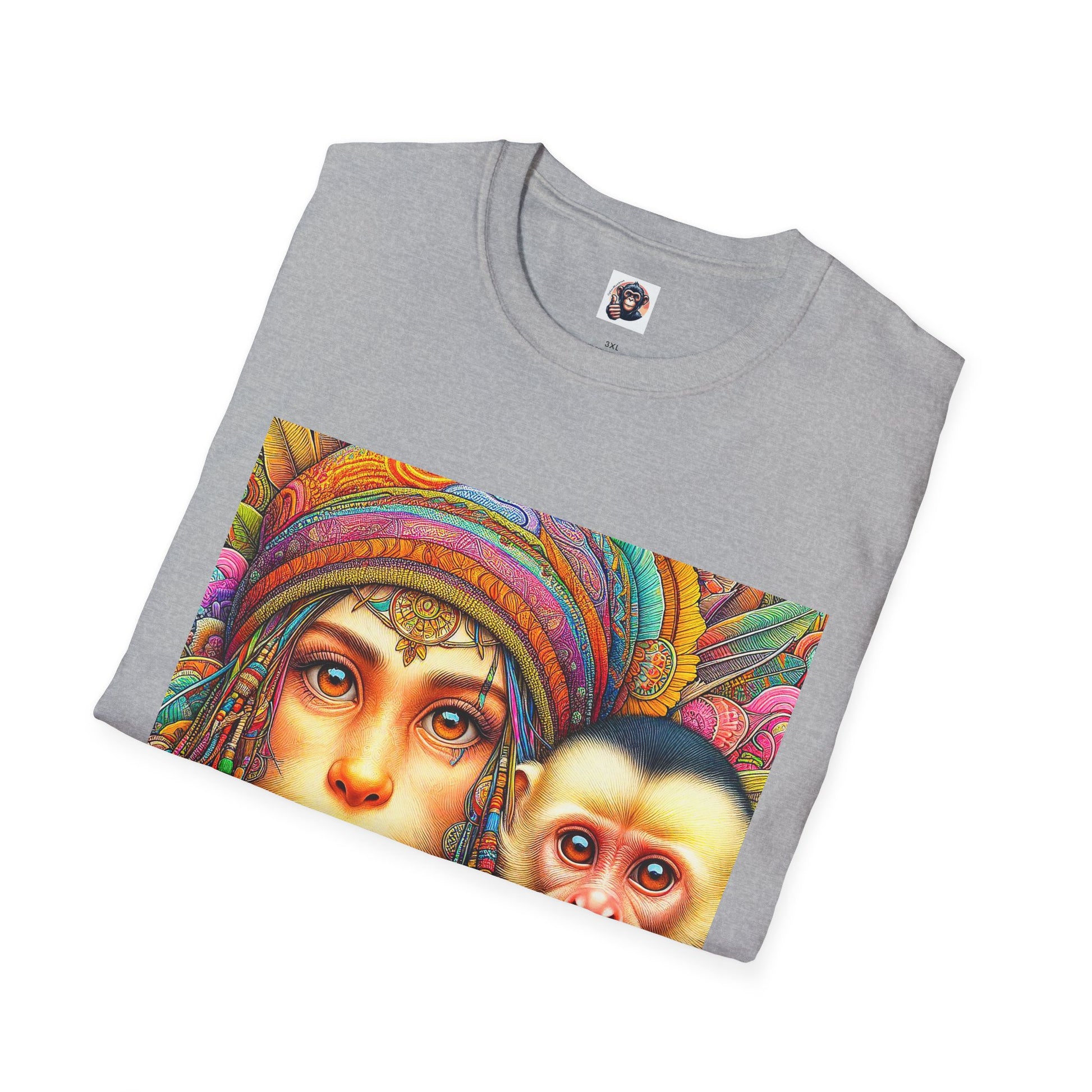 Capuchin Monkey hippie girl shirt T-Shirt Printify