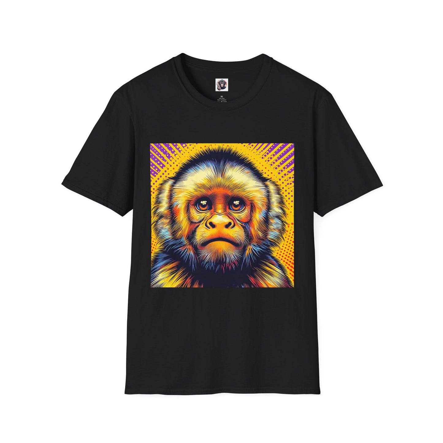 Capuchin Monkey yellow T-Shirt Printify XS Black