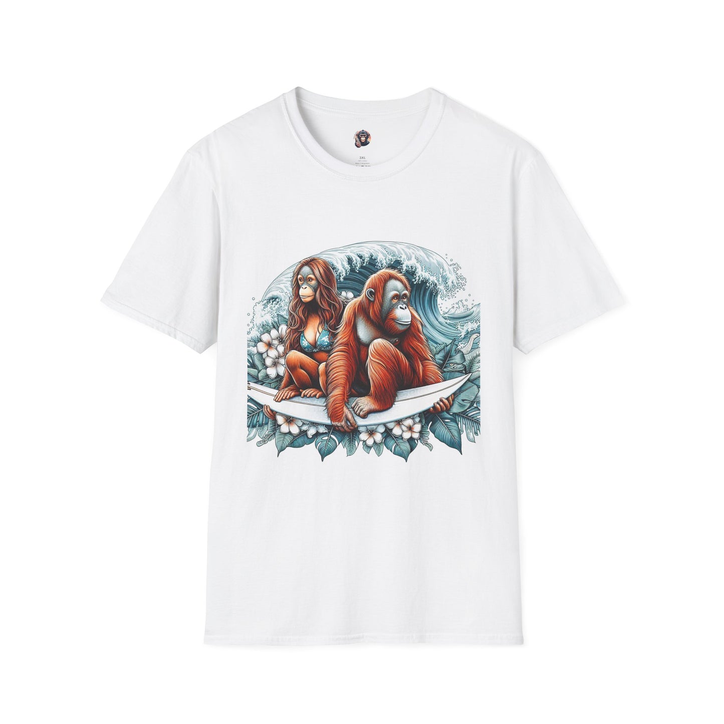 Orangutans surfing T-Shirt Printify S White
