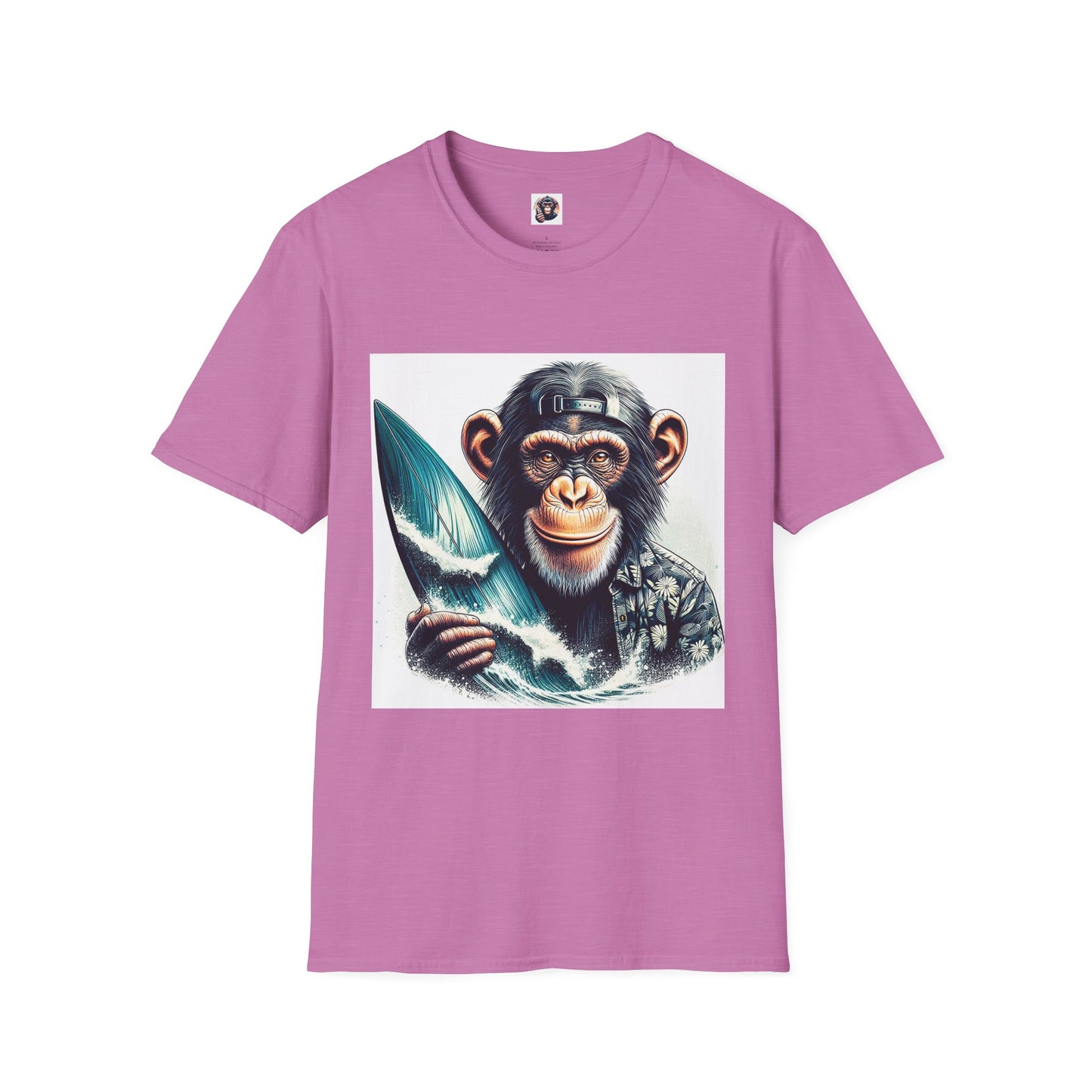 Chimp happt surfer T-Shirt Printify S Heather Radiant Orchid