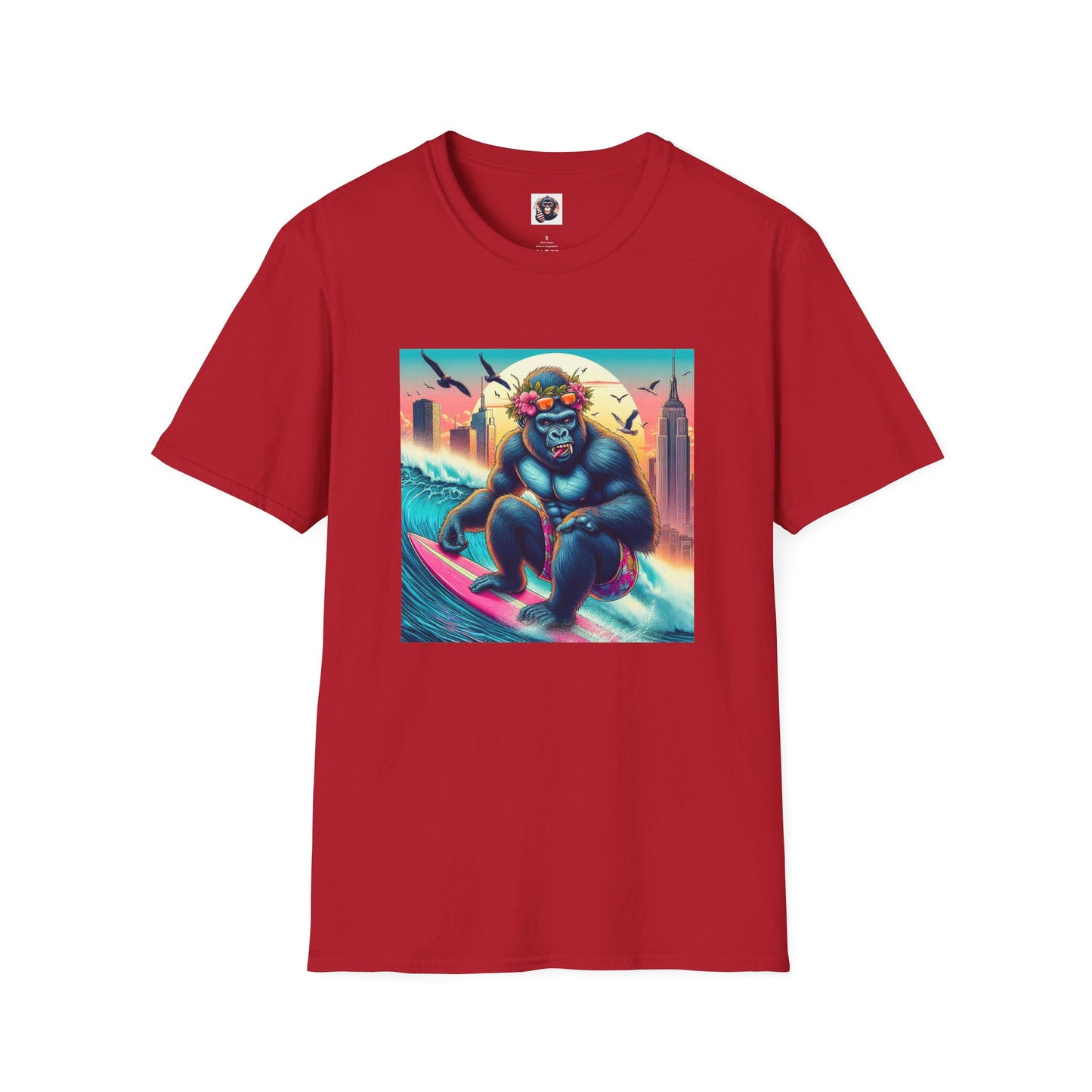 Gorilla pretty surfer T-Shirt Printify S Cherry Red
