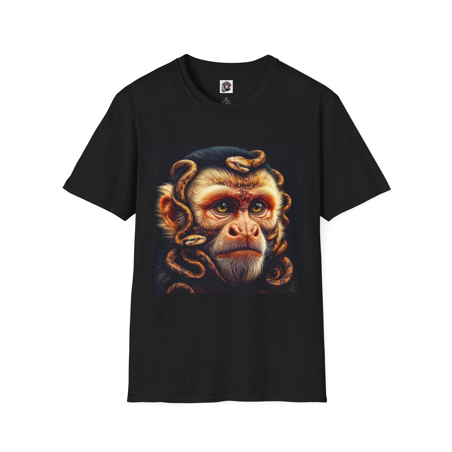 Capuchin Monkey snake hair shirt T-Shirt Printify XS Black