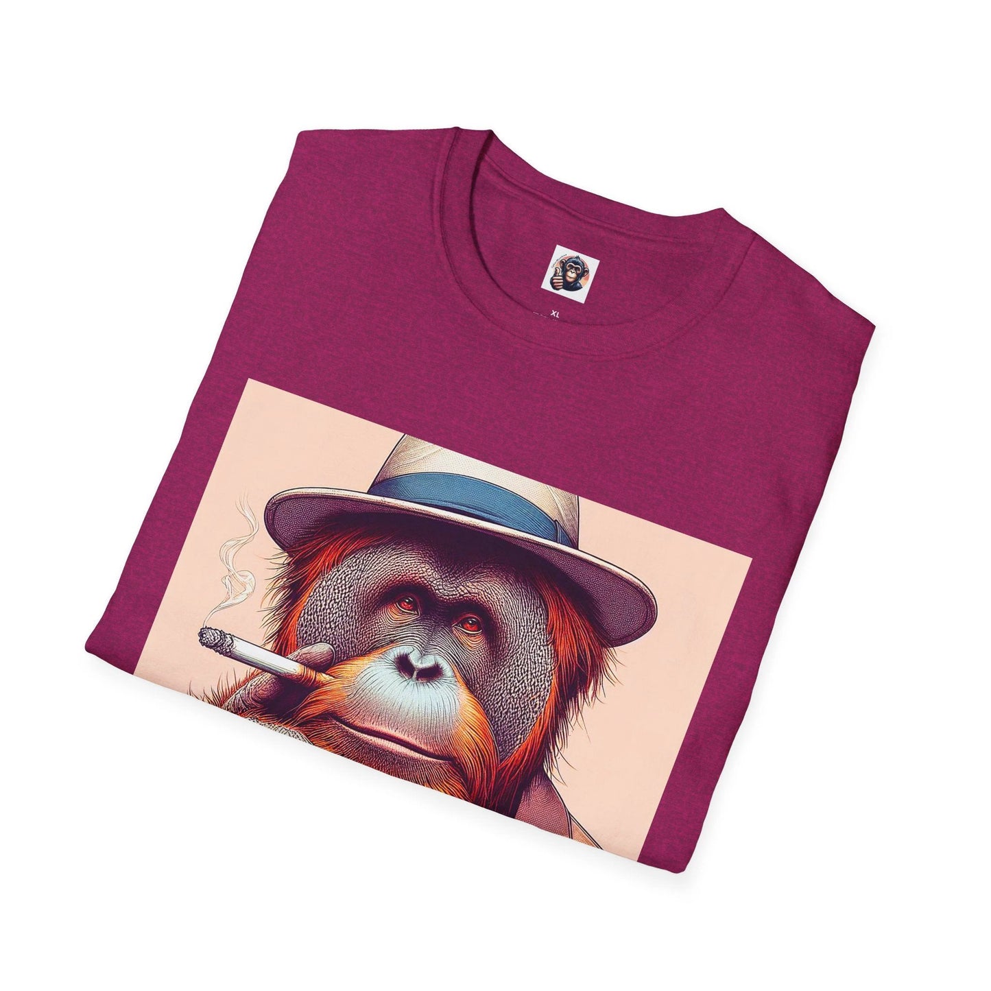 Orangutan Smoking Graphic T Shirt With Hat In Suit Creative Cotton Tee Unisex Short Sleeves by Printify