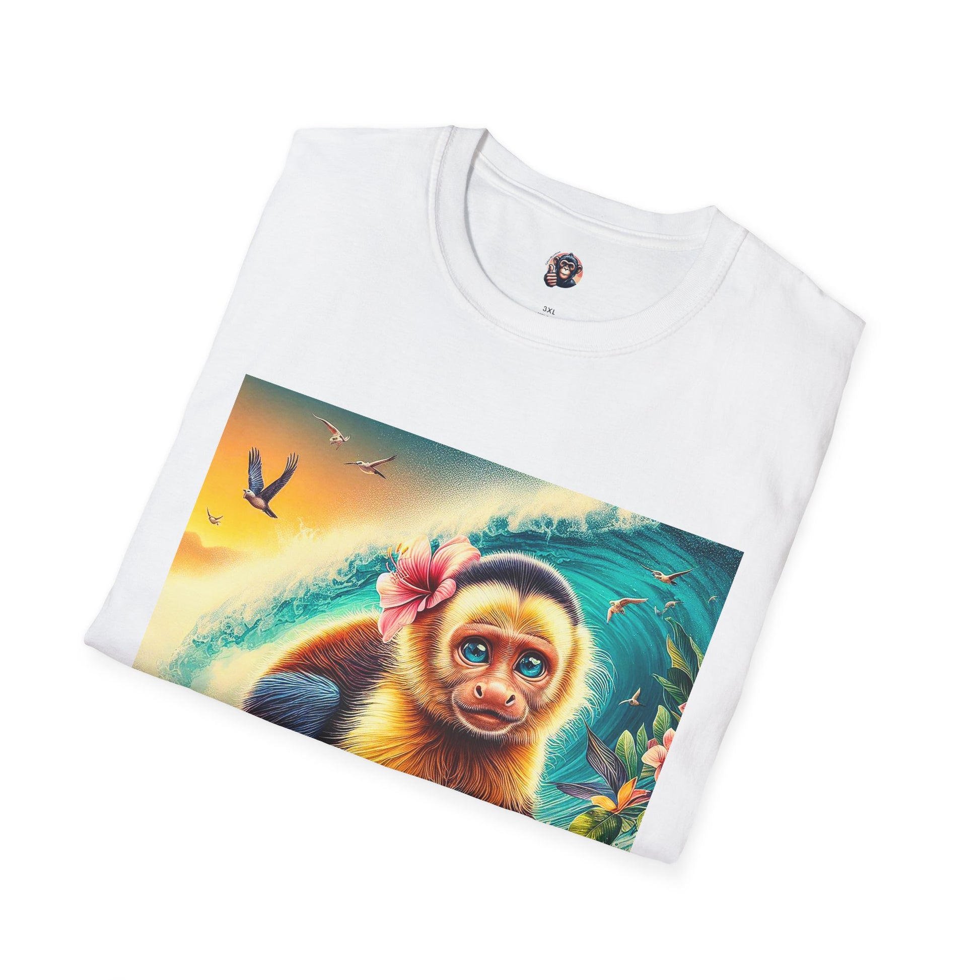 Capuchin Monkey surfing beauty T-Shirt Printify