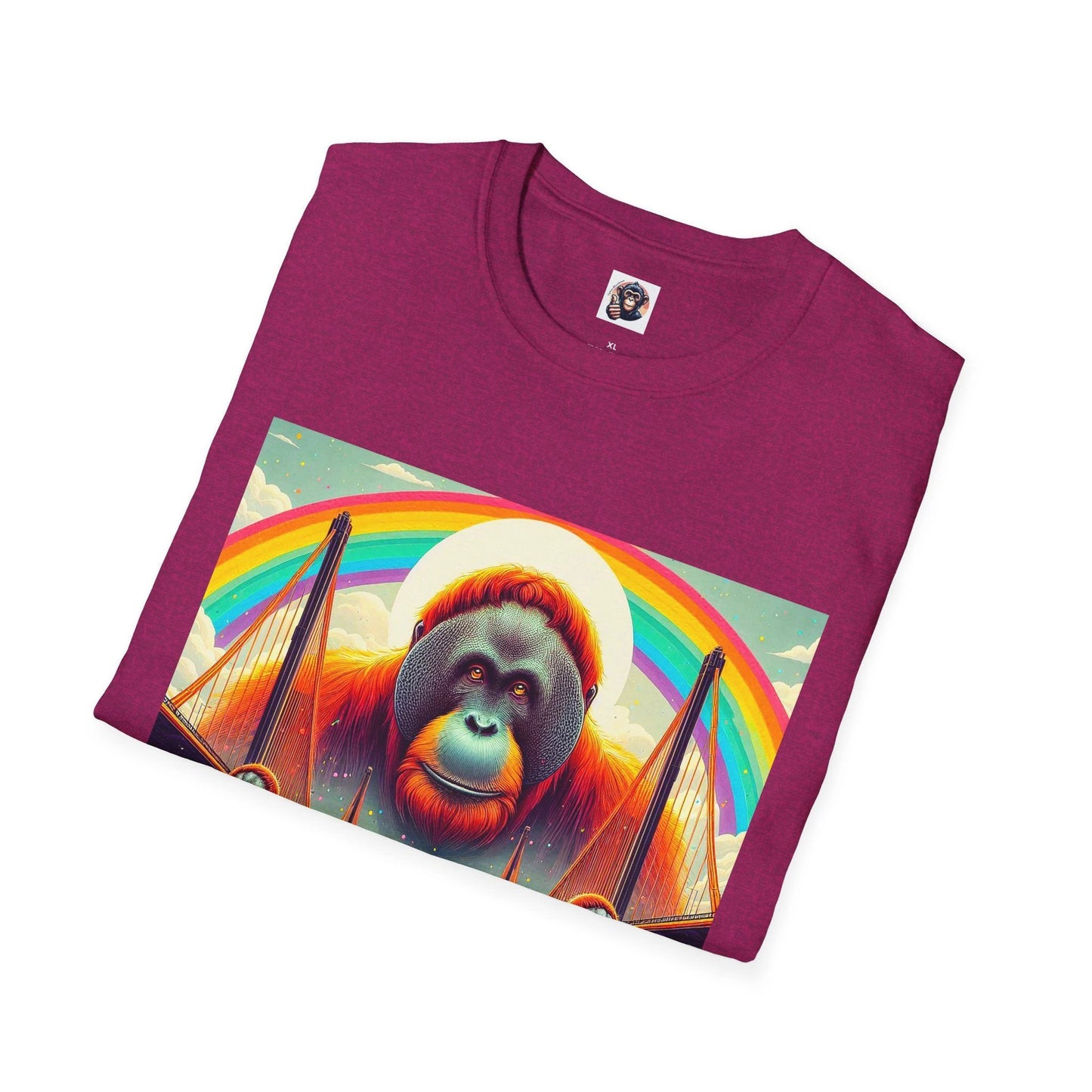 Orangutan Rainbow Graphic Tee Featuring Bold Colorful Monkey Artwork On Cotton Crew Neck Shirt by Printify