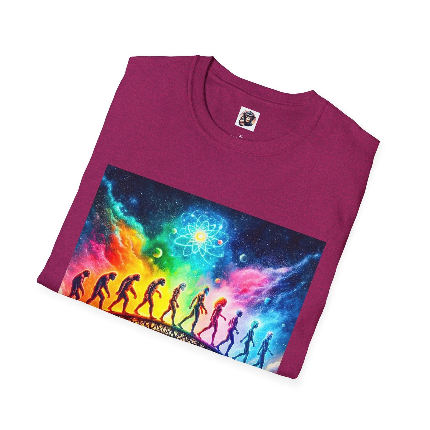 Homo Sapiens Pretty Colors Rainbow Evolution On Bridge Cotton Crew Neck T Shirt Artwork by Printify