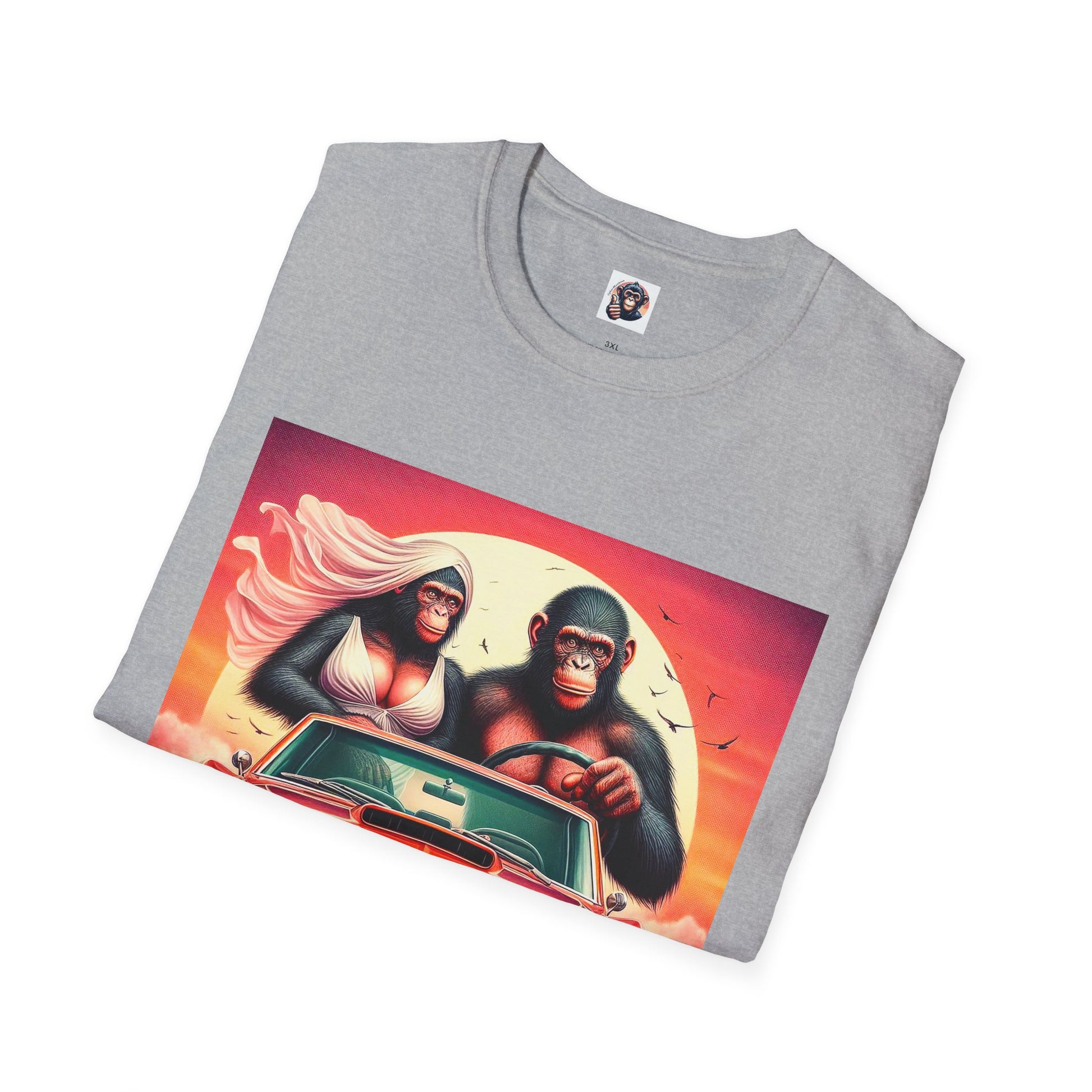 Wacky Bonobo red car T-Shirt Printify