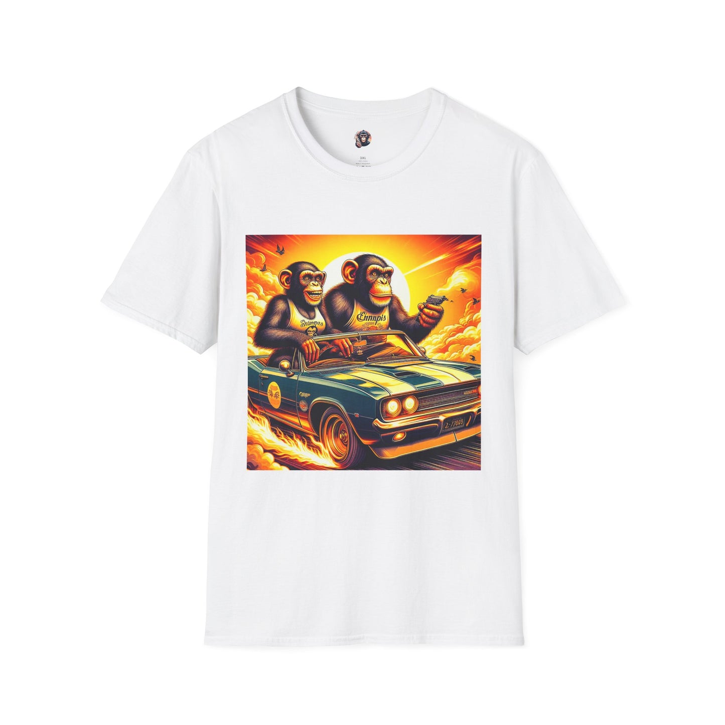 Wacky Chimp car driving T-Shirt Printify S White