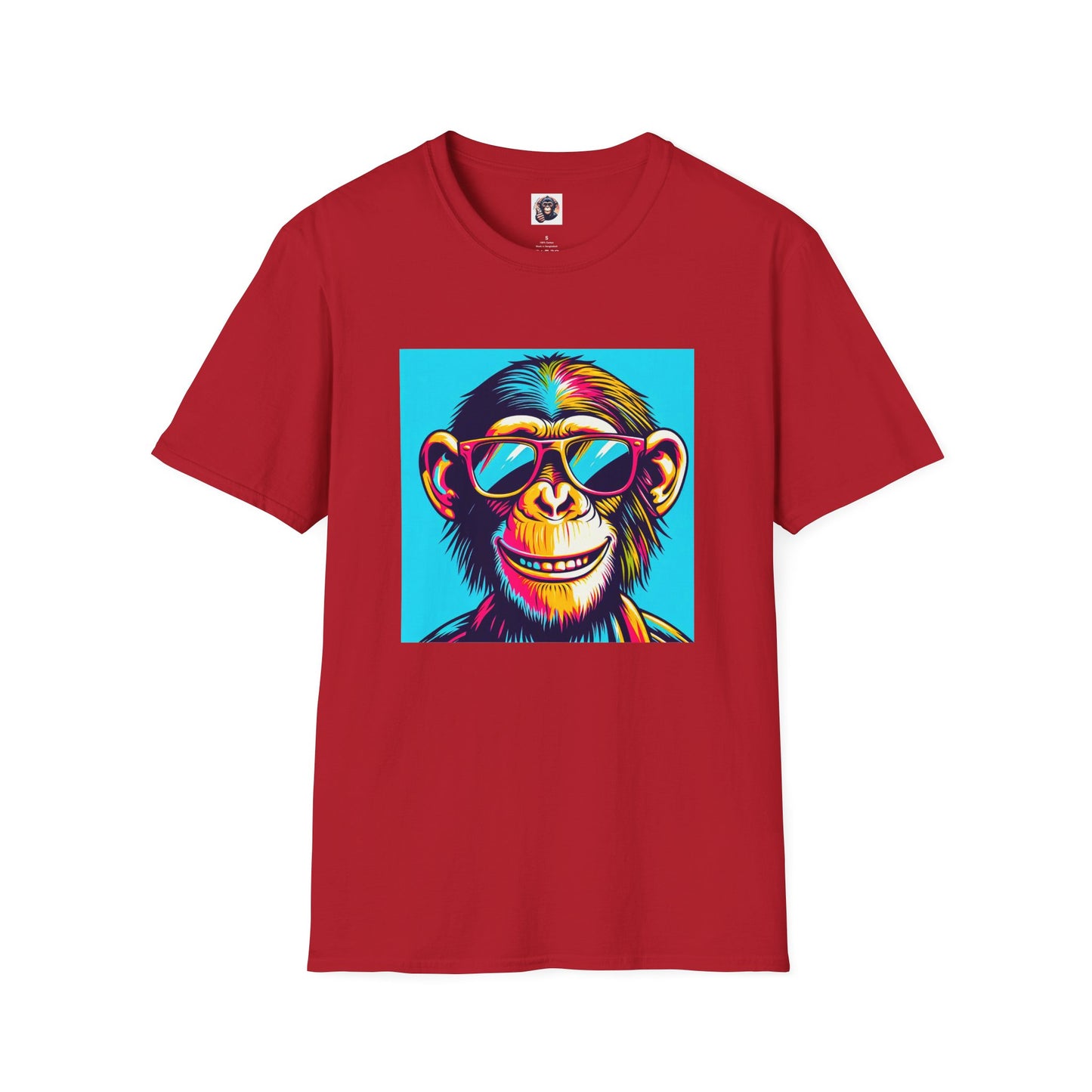 Chimp happy man T-Shirt Printify S Cherry Red